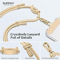 Vista 2 de SURPHY Cordón para teléfono, correa cruzada ajustable para teléfono con 2 pestañas de amarre para teléfono celular, hebillas de metal premium