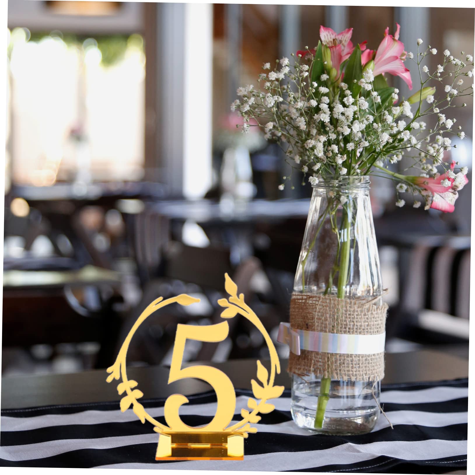 Cabilock 20 Piezas Placa De Número De Mesa Mesa De Comedor Circular Signos De Números De Boda Mesa De Comedor Rústica Números De Mesa De Boda De Oro Signos De Mesa Decoración 1-10