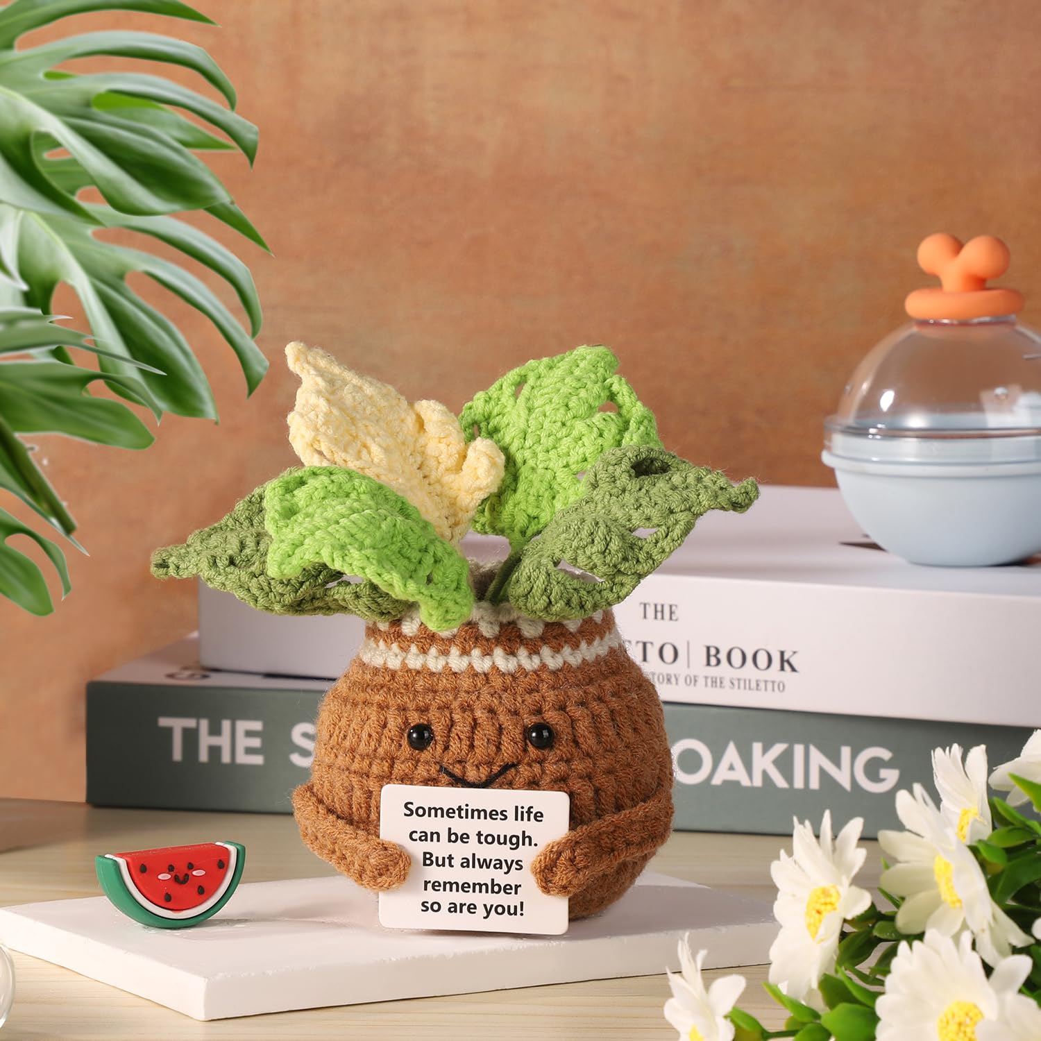 Amazon.com: lasuroa Crochet Potted Plant, Positive Crochet