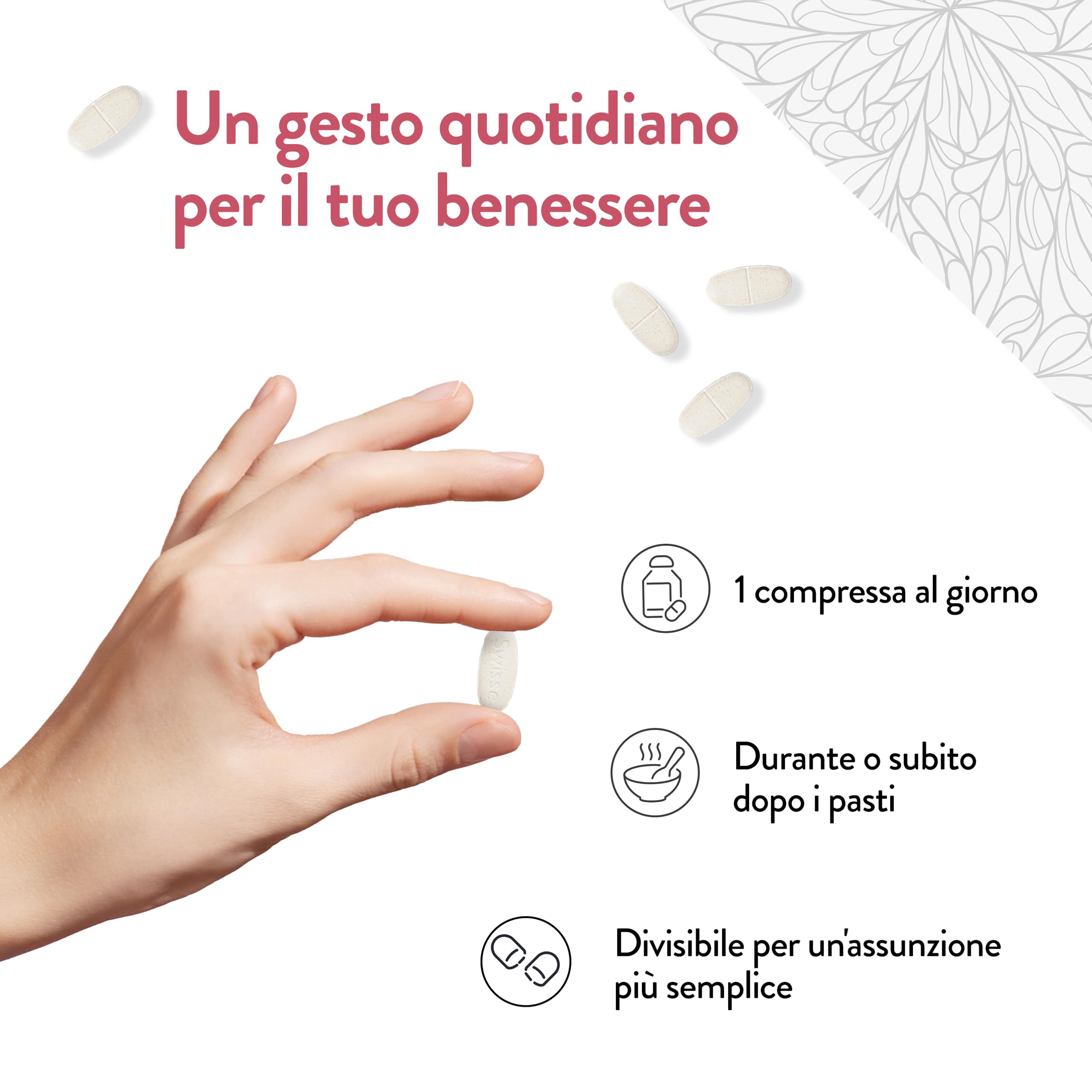 Swisse Integratore Capelli Pelle Unghie, Integratore Alimentare con Biotina, Zinco, Vitamina C, Ferro, Silicio ed estratto di Cardo mariano, 60 Compresse
