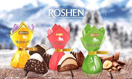 Miniatura 4 de Roshen Mont Blanc con almendras picadas, Kosher y Halal, deliciosos dulces deliciosos y sabrosos dulces gourmet a granel 2.2 libras  2.2 lbs