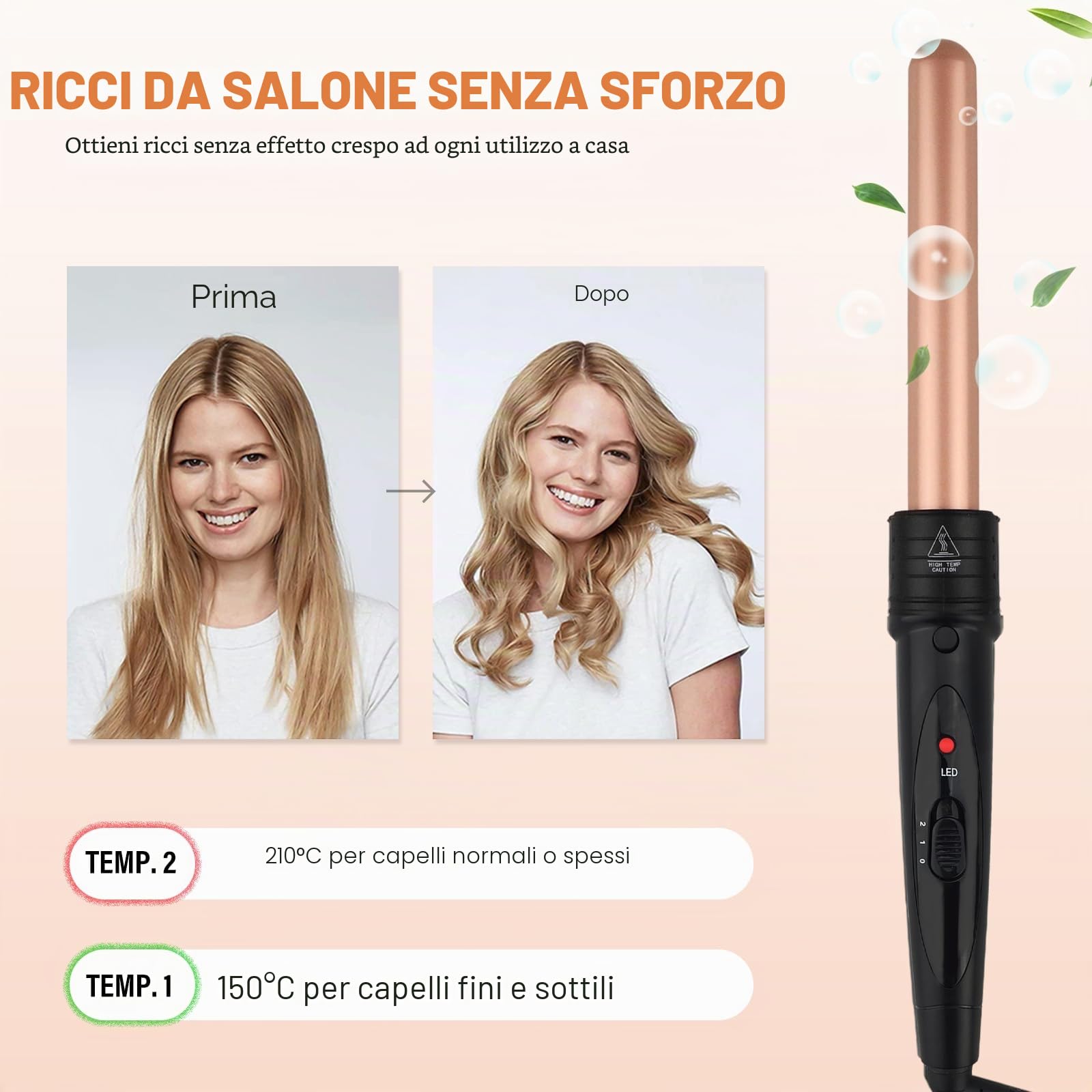 Janelove Ferro Arricciacapelli 5 in 1, Professionale Ceramica Arricciacapelli Set, 25mm 32mm Ferro Arricciacapelli Per Capelli Lunghi o Corti - 2 Temperatura Regolabile