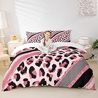 Vista 17 de Juego de funda de edredón para niños con estampado de leopardo, tamaño individual, juego de ropa de cama de moda de piel de guepardo abstracto