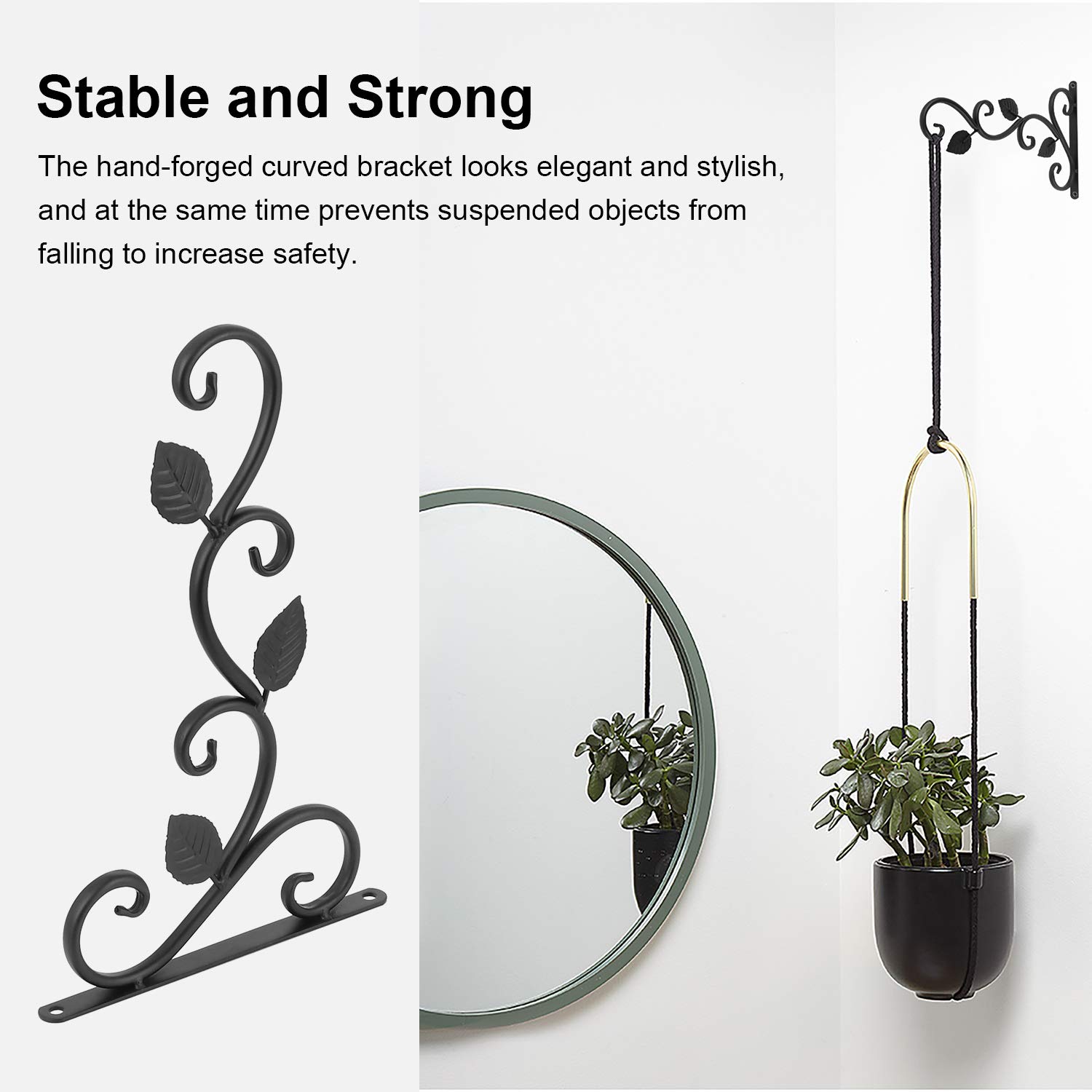 Tooloflife Lot De 2 Supports Muraux En Fer Forgé Pour Panier Suspendu De 30,5 Cm - Pour Suspendre Des Plantes, Des Paniers, Des Lanternes, Des