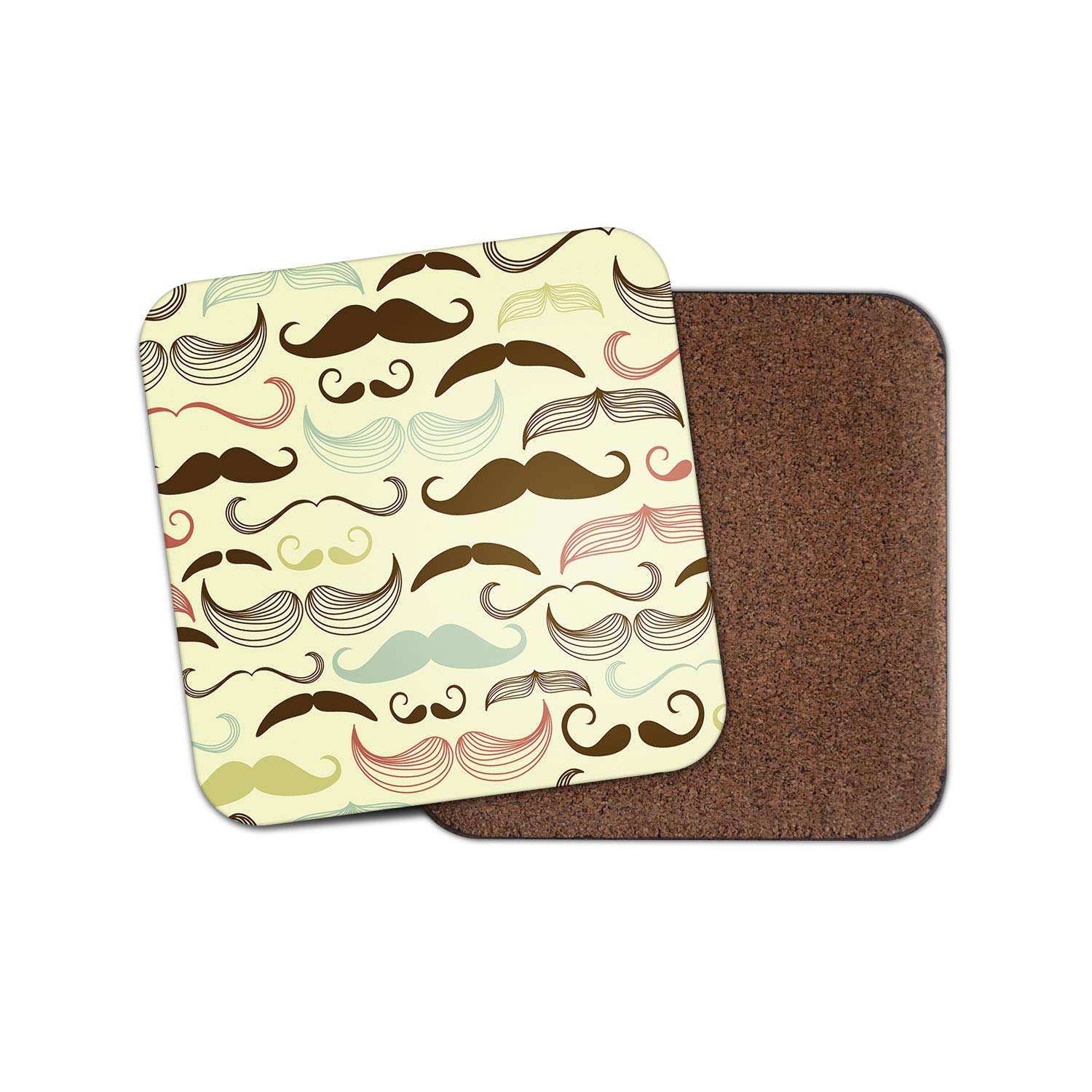 Destinationvinyl Multicolor 1 X Funny Moustache Coaster - Barber Beard Shop Dad Brother Fun #13096