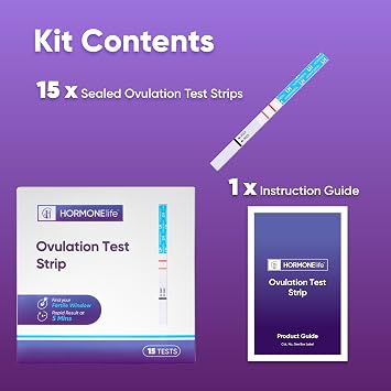 Ovulation Test Strips LH Test for Ovulation Detection, Easy-to-Use Home Ovulation Tracking(LH Test Strips 15 Count)