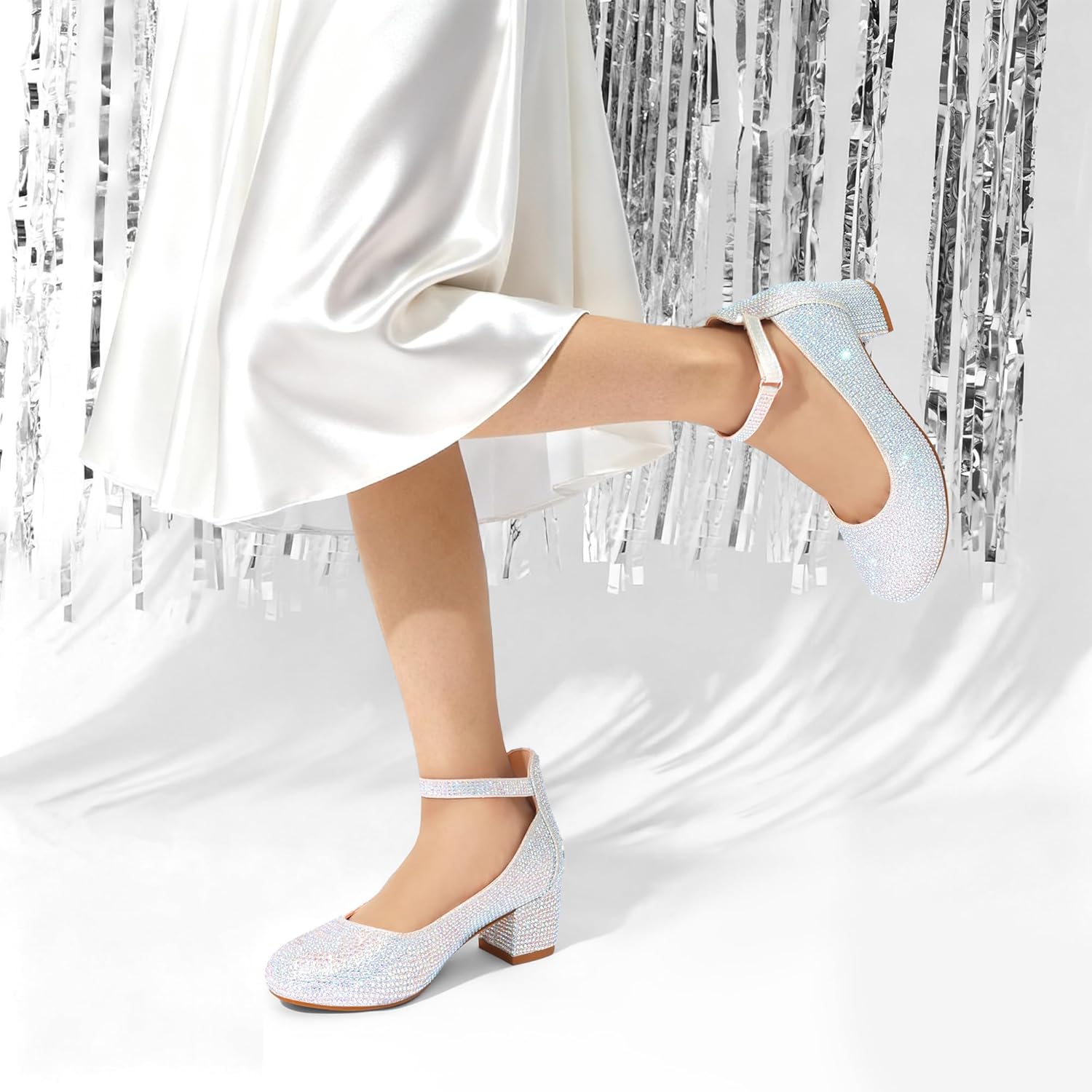 DREAM PAIRS Girls Dress Shoes Chunky High Heels Ankle Strap Party Wedding Princess Pump for Little Big Kid - Image 2