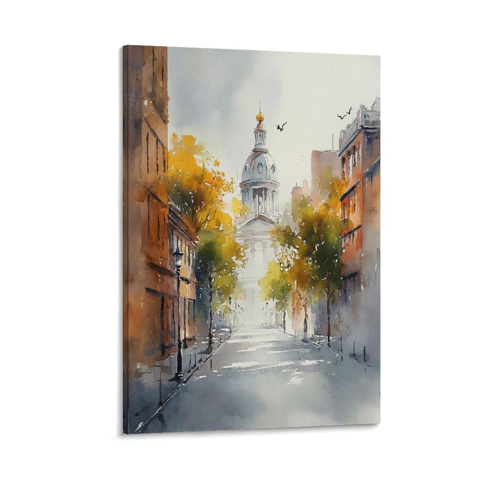 Lcynnh Frame-Style New Orleans Watercolor Print_ Louisiana Travel Poster_ Cityscape Wall Art 20X30inch(50X75cm) Vintage Watercolor Canvas Art