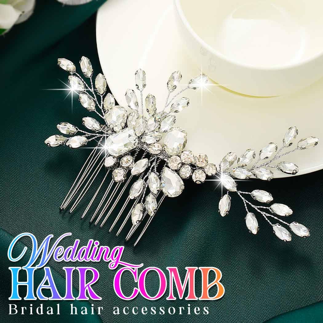 HEREAD Rhinestone Bride Wedding Hair Comb Silver Crystal Bridal Hair Pieces Hair Accessories for Women (Silver) - Image 2