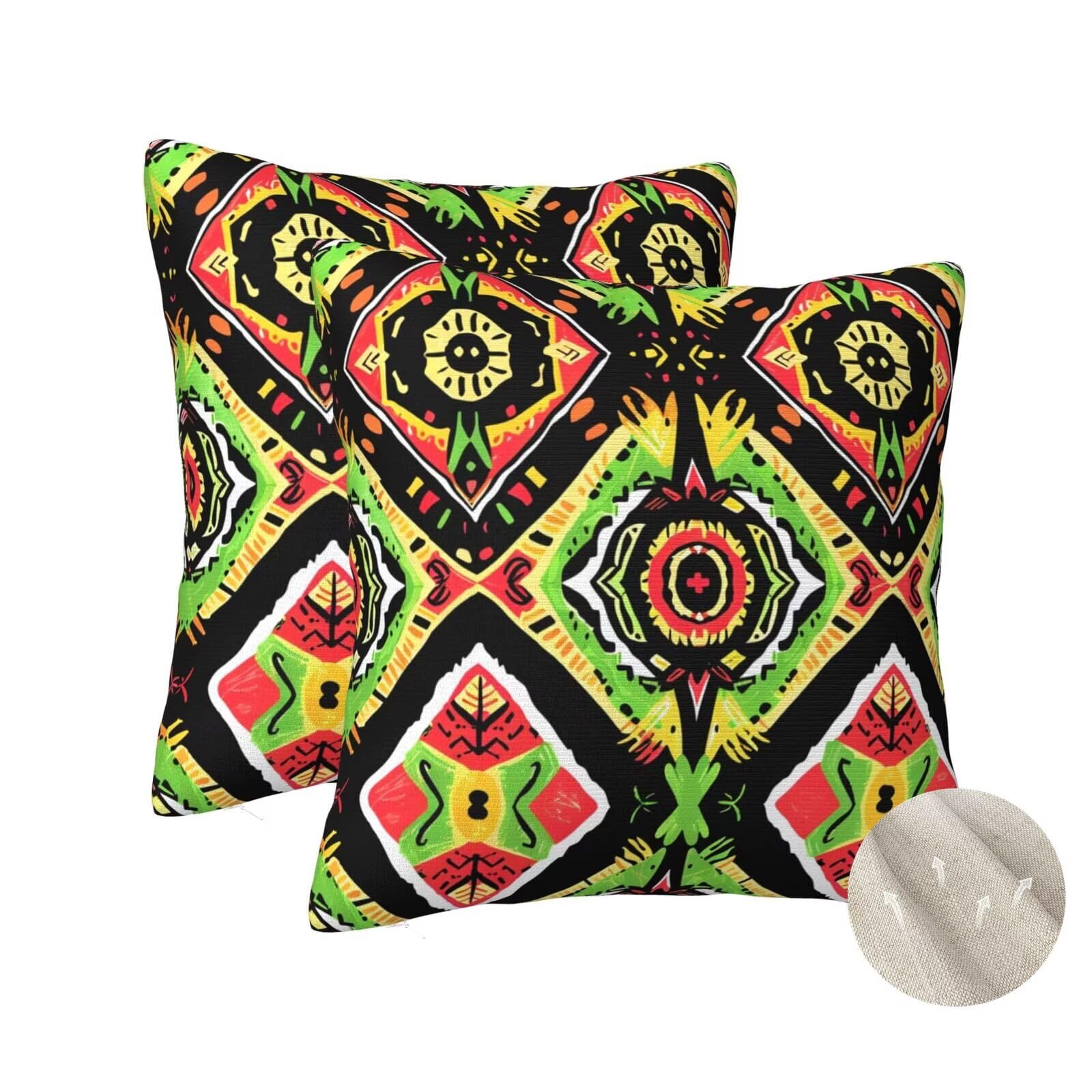 Coussin décoratif Afrique 60x60 cm avec housse de coussin de l'Inde pour canapé et salon