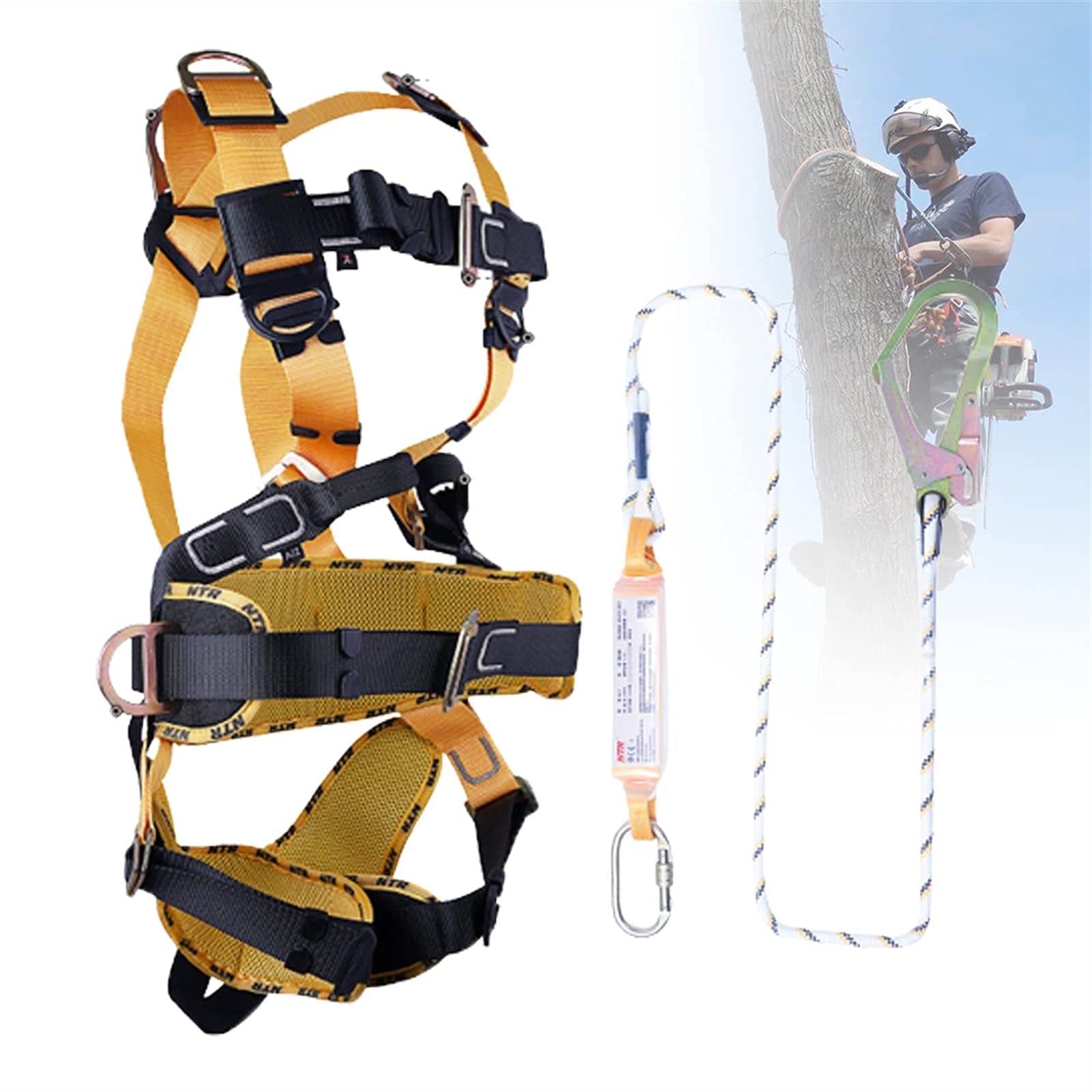 SwaYve Kit de Arnés de Seguridad, Arnés de Protección Contra Caídas para Trabajos de Construcción, Arneses de Seguridad de Cuerpo Completo, Arnés de Escalada