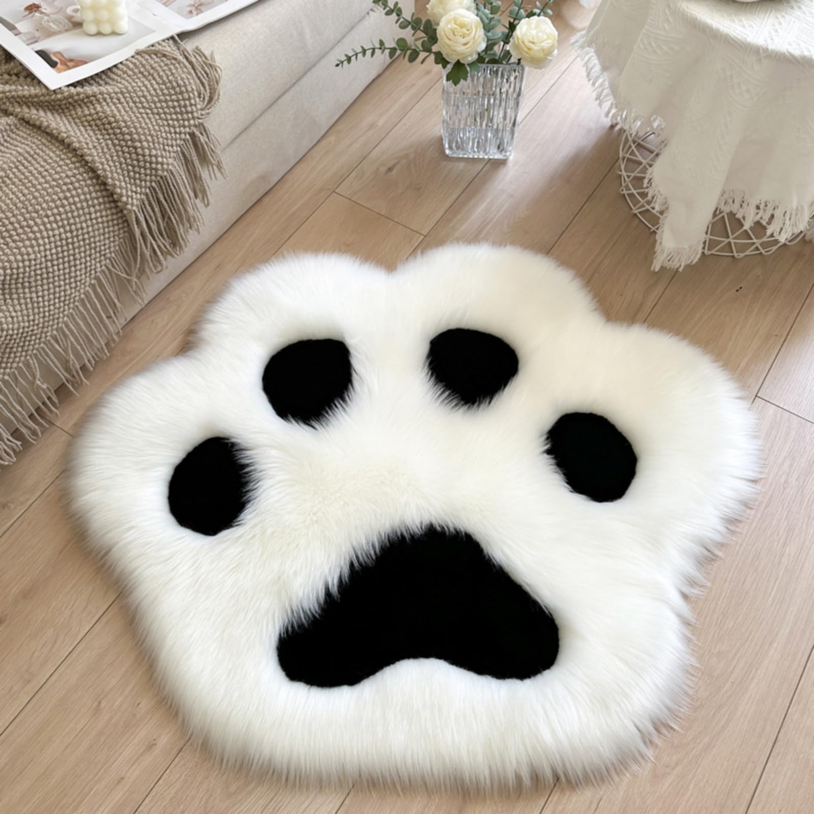 Tapis de salon patte de chat Hixingo noir 90x90 pour chambre cocooning