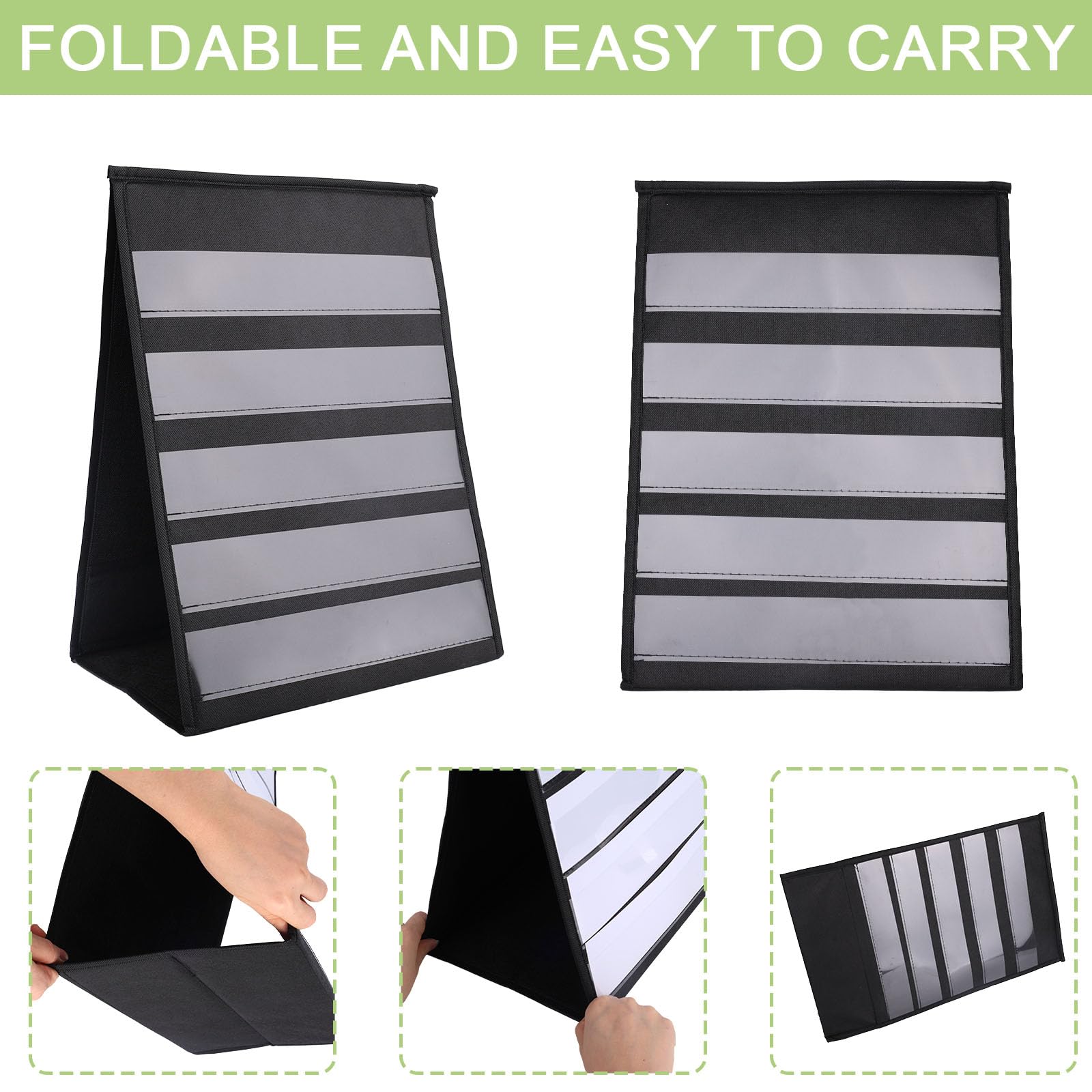 Expositor Portátil de Pegatinas, Tabla Bolsillo Plegable Sobremesa con Bolsillos Transparentes Organizador 5 Niveles de Doble Cara Soporte para Pegatinas Tarjetas & Pequeños Coleccionables
