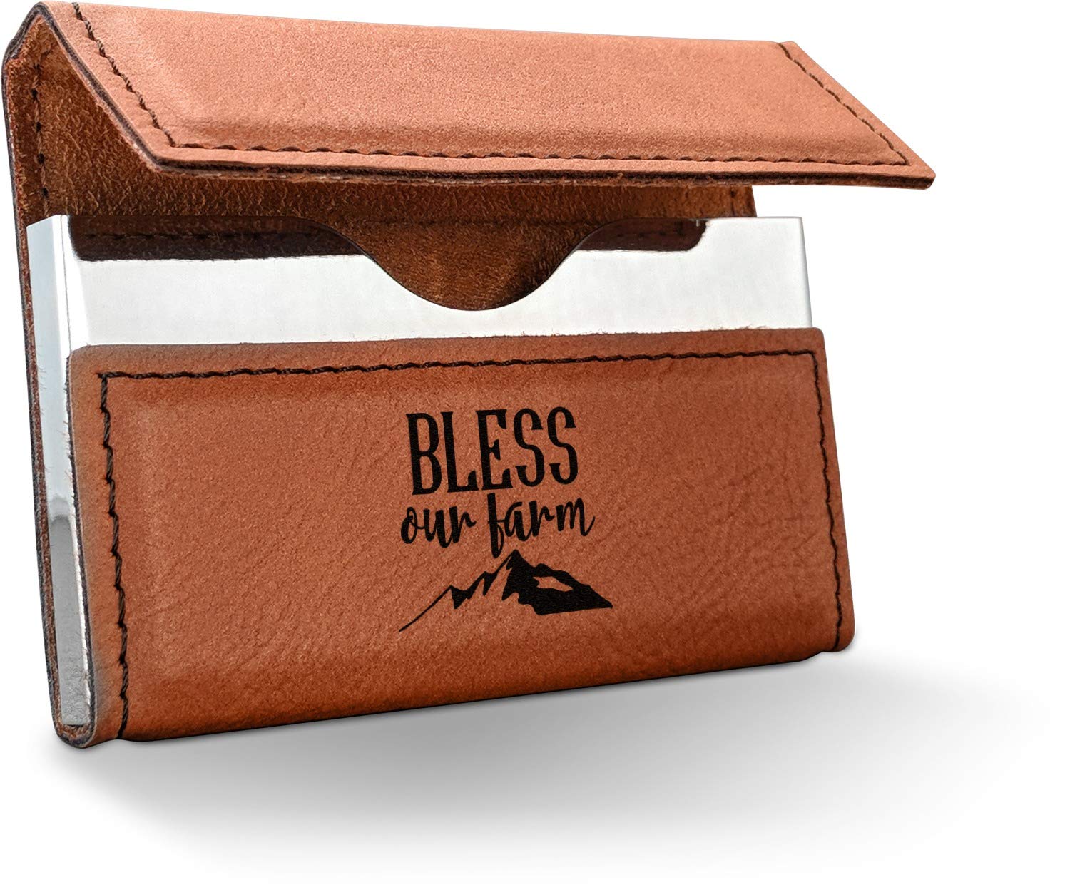 Farm House Leatherette Business Card Holder - Single Sided