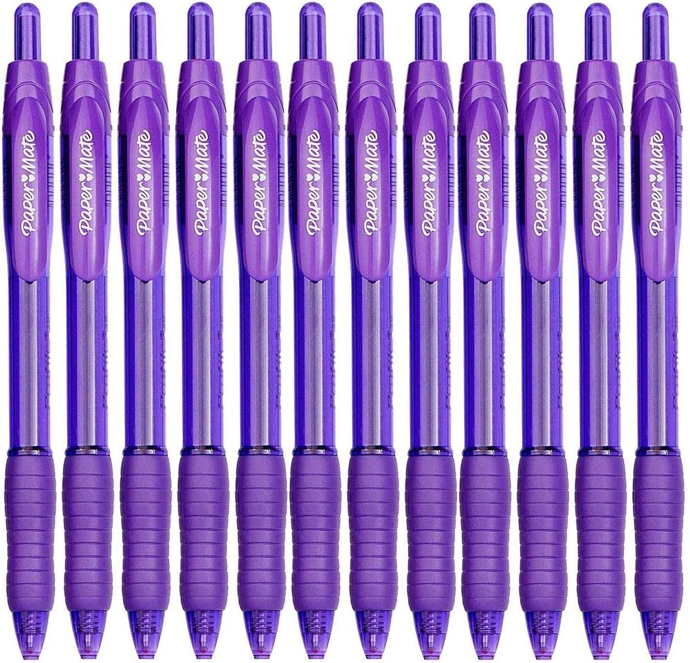 Paper Mate Profile Retractable Ballpoint Pens, Bold Point 1.4mm (12-Pack-Ballpoint, Purple)