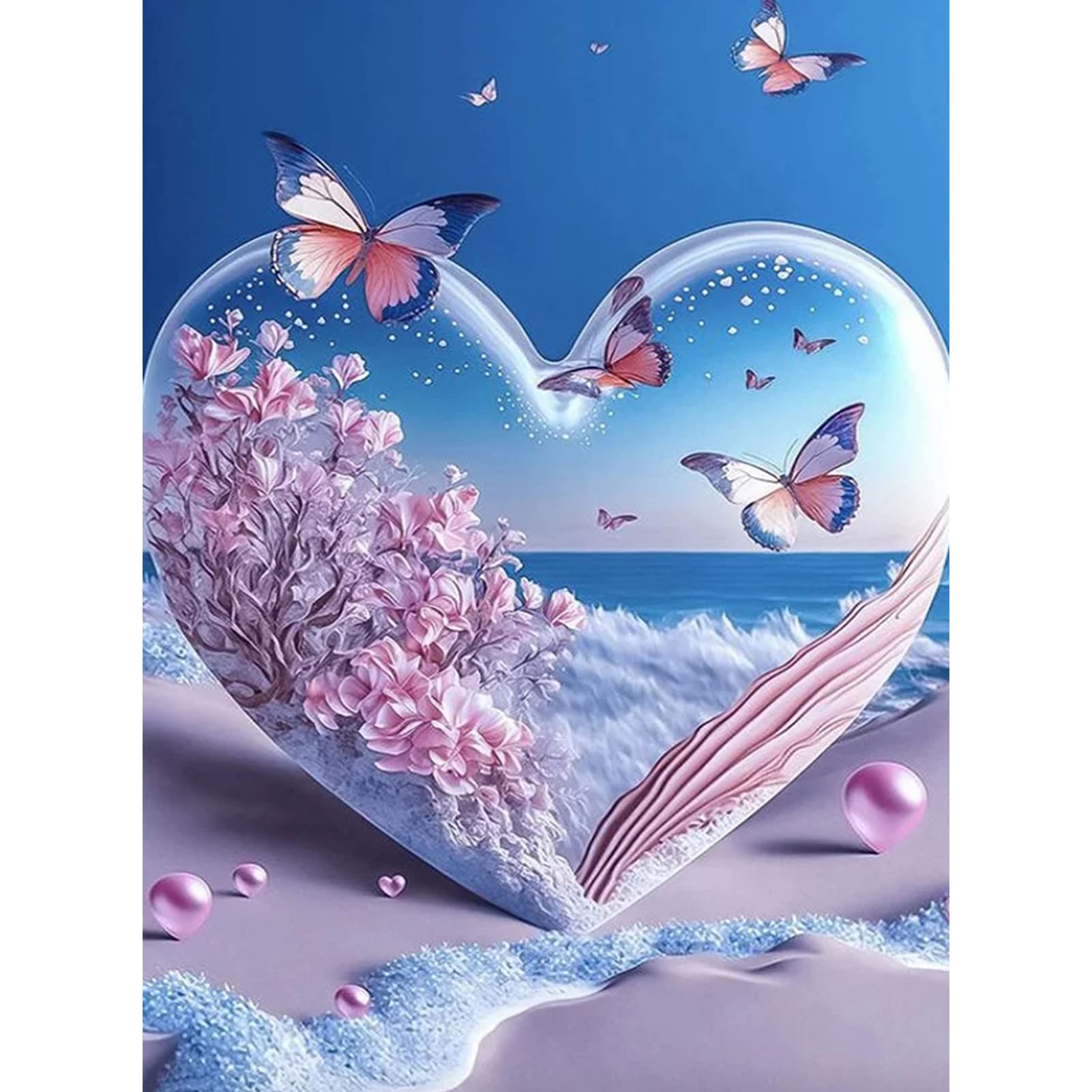 Kit Diamant Painting Fleurs 30x40 Cm – Peinture 5D Avec Strass, Artisanat Adulte/enfant, Déco Murale