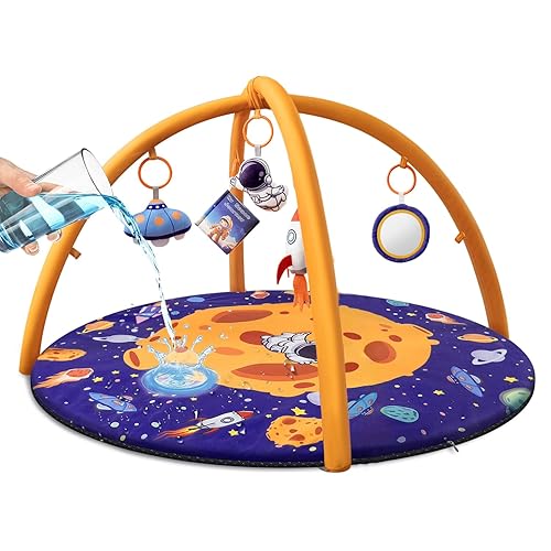 Tapete de juego impermeable para bebé, tapete para el tiempo boca abajo con juguetes desmontables para el desarrollo de habilidades sensoriales y