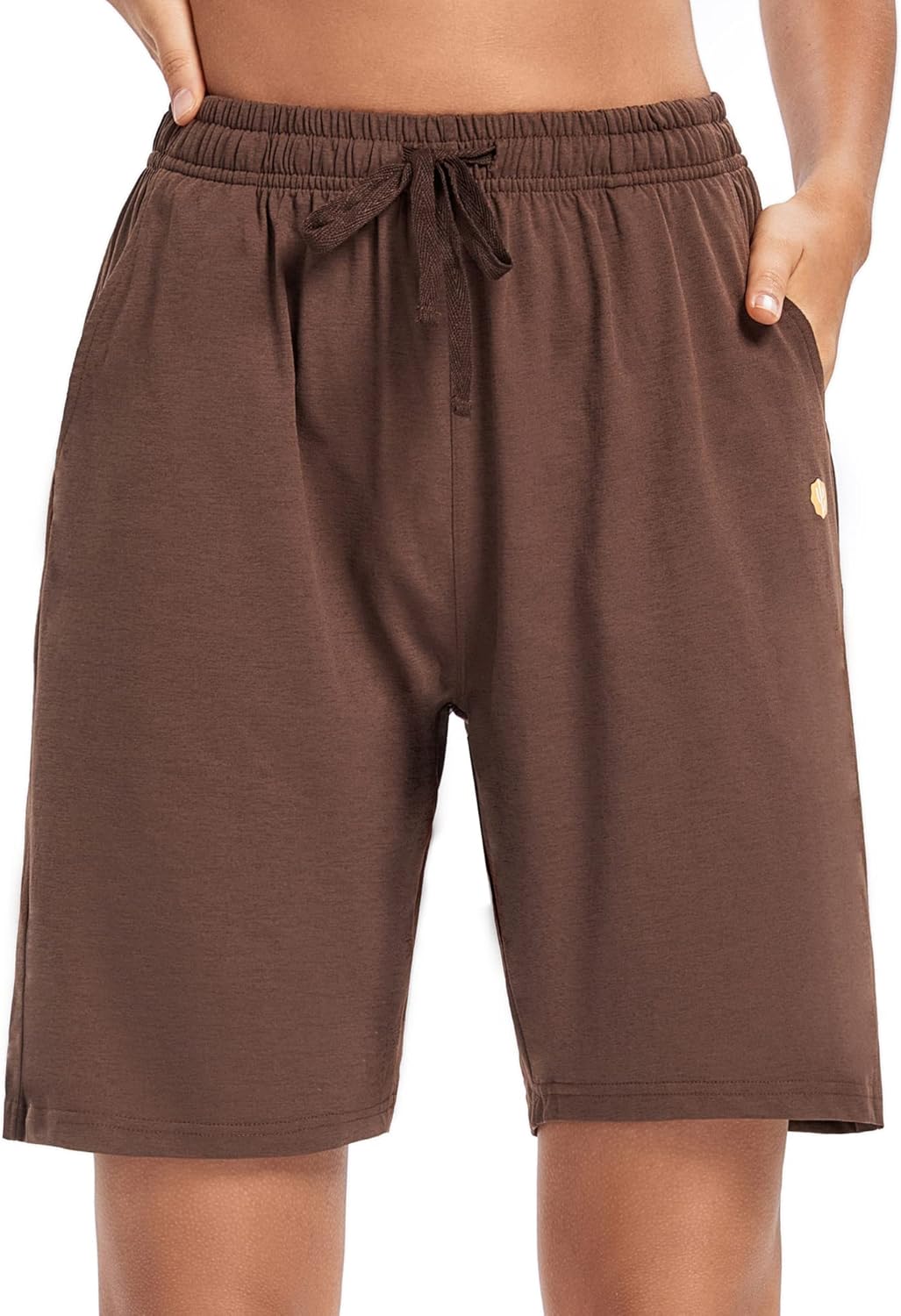 LUCKYCATCUS Women's Bermuda Shorts Jersey Shorts with Pockets Yoga Walking Athletic Long Shorts for Women Knee Length