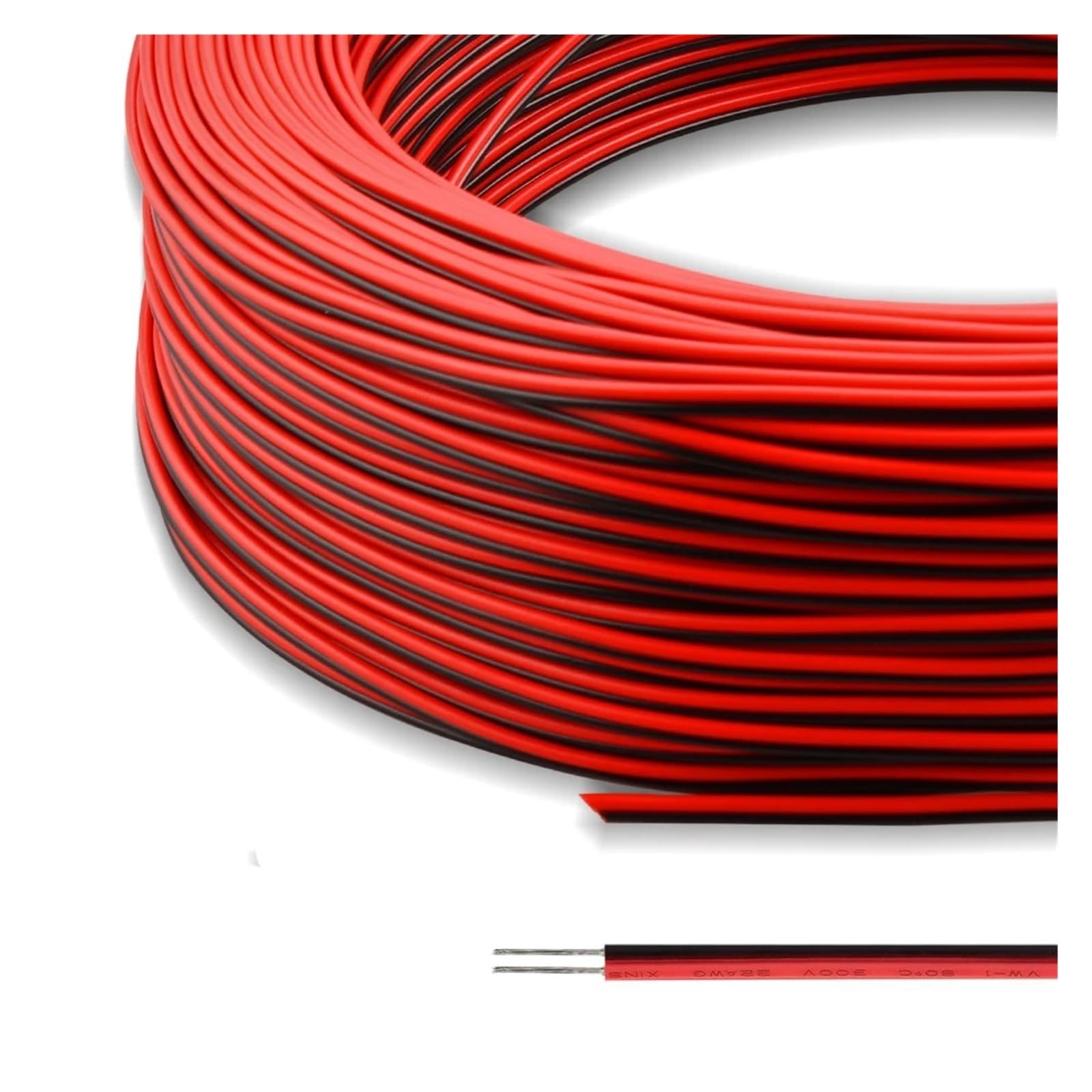 5/10/20/30/50M 2PIN Przewód Elektryczny Cynowana Miedź W Izolacji PVC Czerwony Czarny Kabel Do Przedłużania Światła Jednokolorowego 22AWG(30m)