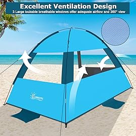 COMMOUDS Beach Tent Sun Shade for 3/4-5/6-7/8-10 Person, UPF 99+ Beach Sun Shelter Canopy Tent, Lightweight, Easy Set Up and Carry