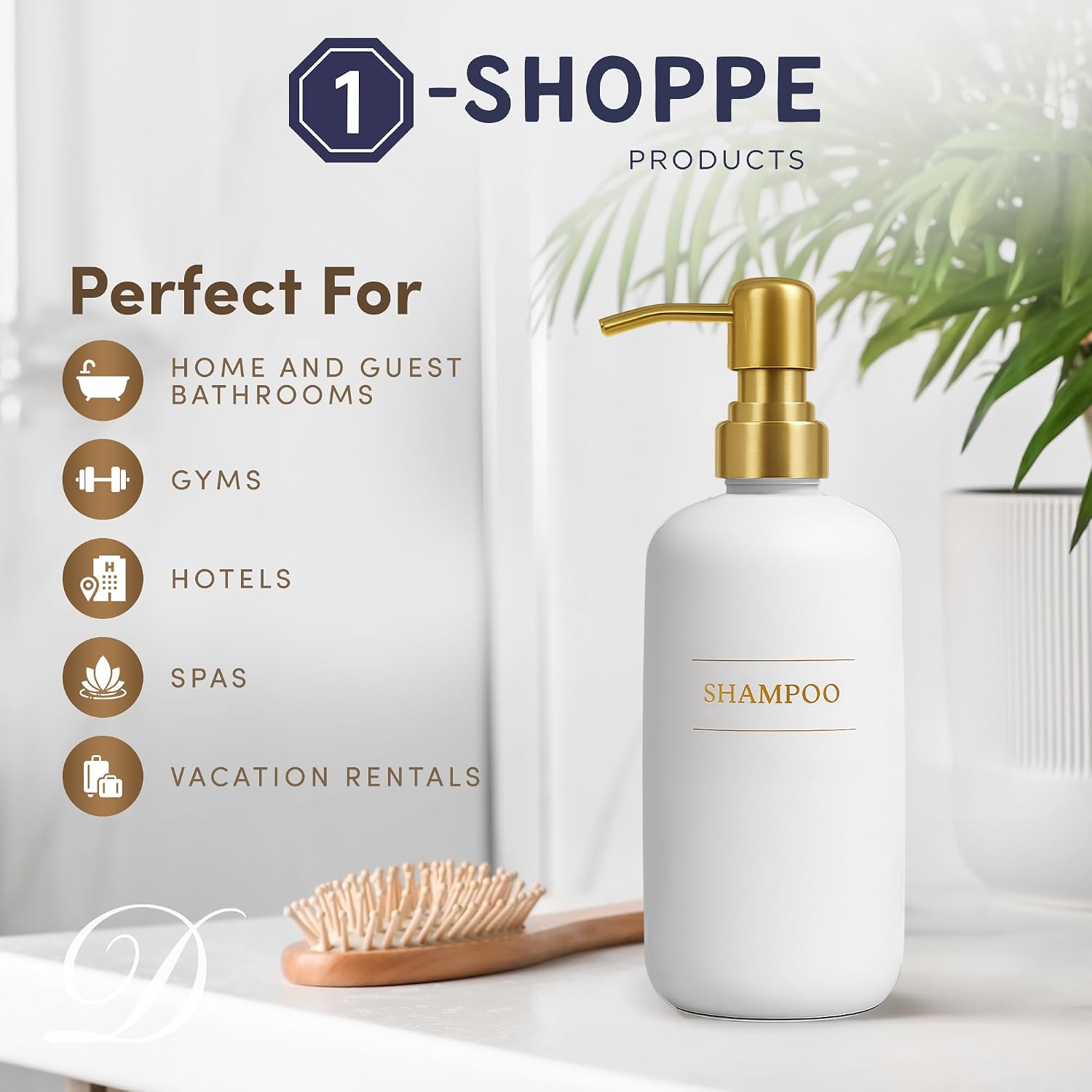 White Glass Shampoo Bottle | 16 oz Refillable Wall Mount Liquid Soap Dispenser with Waterproof Label for every Bathroom | Single Product by Diversified Hospitality Solutions