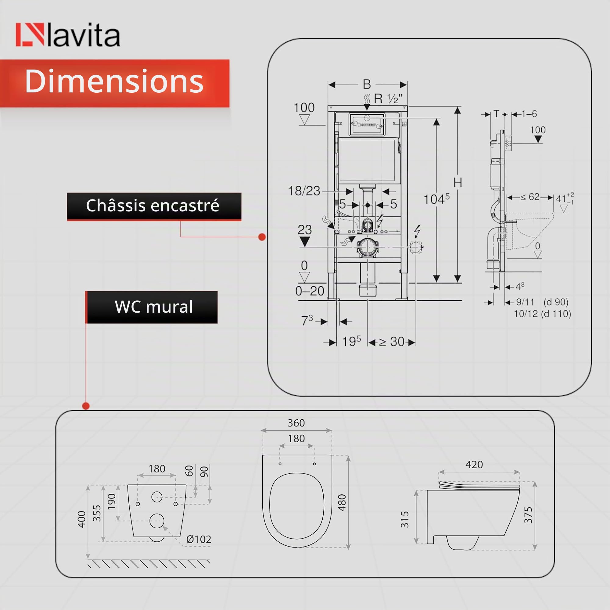 Lavita Duofix Basic voorwandelement + wandtoilet Brava zwart randloos + wc-bril met softclose + bedieningsplaat Delta 25 zwarte knop Complete set inbouwreservoir toilet