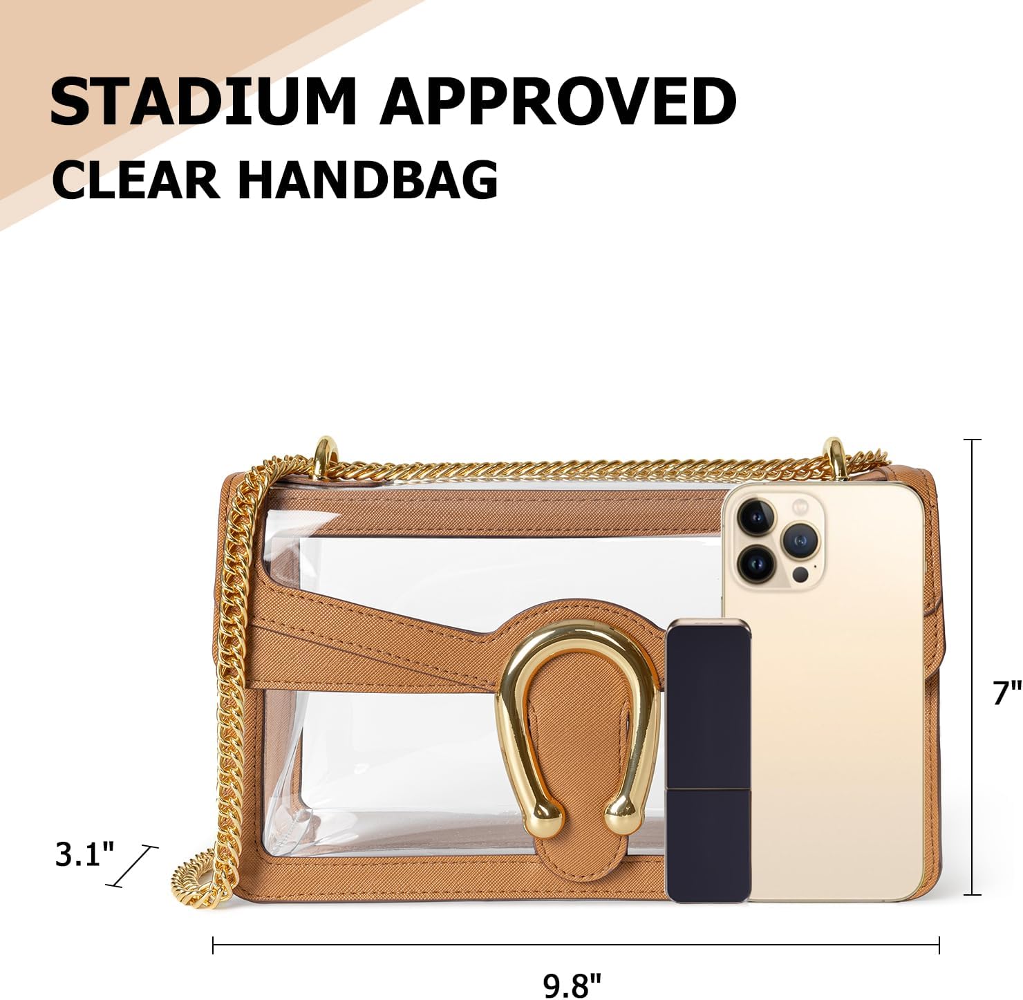 Joryin Women's Stadium Approved Crossbody Bag for Women, Small Clear Bag Shoudler Purse with Chain Strap - Image 6