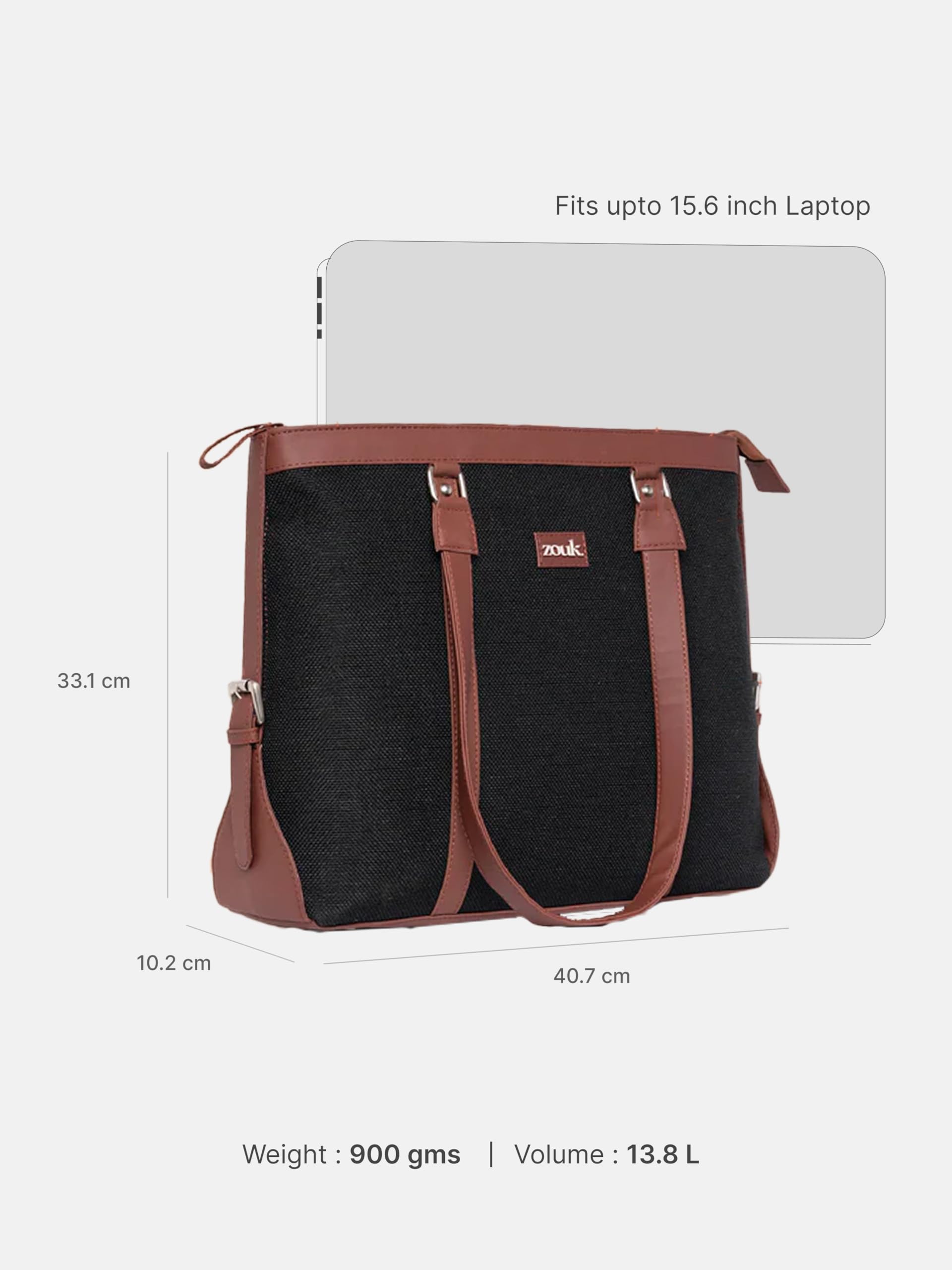 ZOUK Vegan Leather Office Bag - Laptop Tote -6 ZOUK Vegan Leather Office Bag - Laptop Tote -6