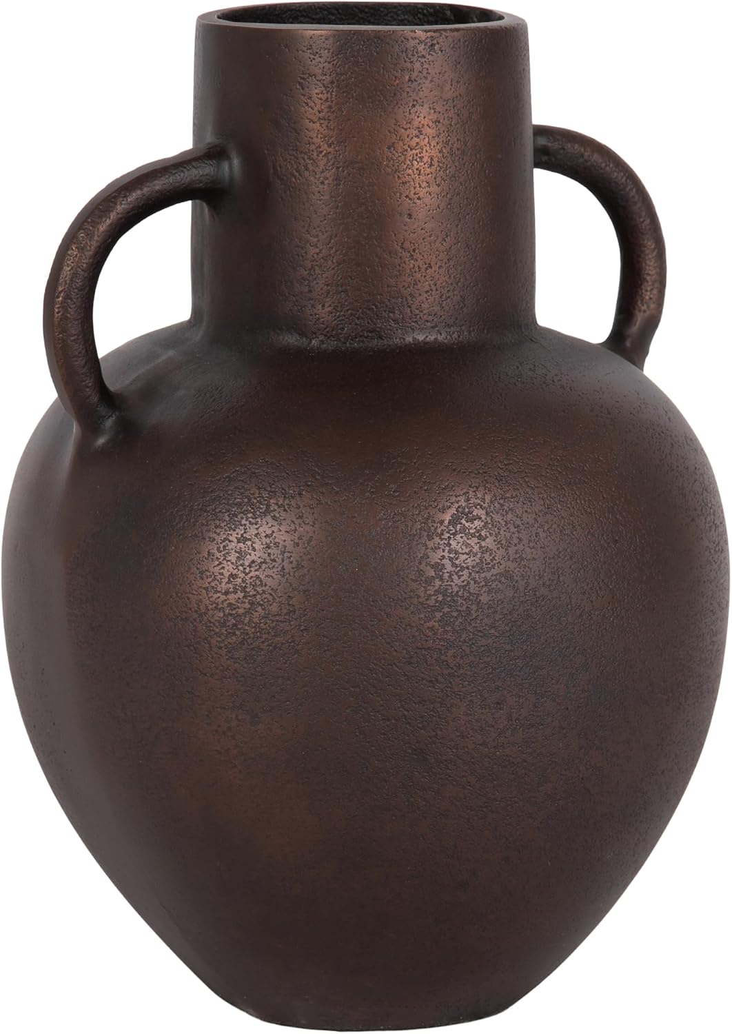 Kate and Laurel Lusila Vintage Metal Loop Handle Vase, 8 x 8 x 11, Bronze, Decorative Classic Cast Aluminum Tabletop Vase with Handles for Use as Dining Table Centerpiece