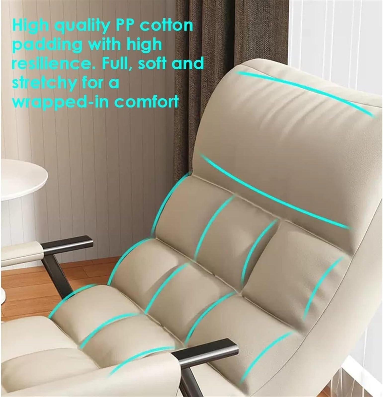 Fotel bujany do salonu, sypialni, fotel do salonu, regulowane oparcie, wygodny, fotel podwyższający, nowoczesny fotel bujany z wodoodpornej tkaniny (kolor: Beżowy)