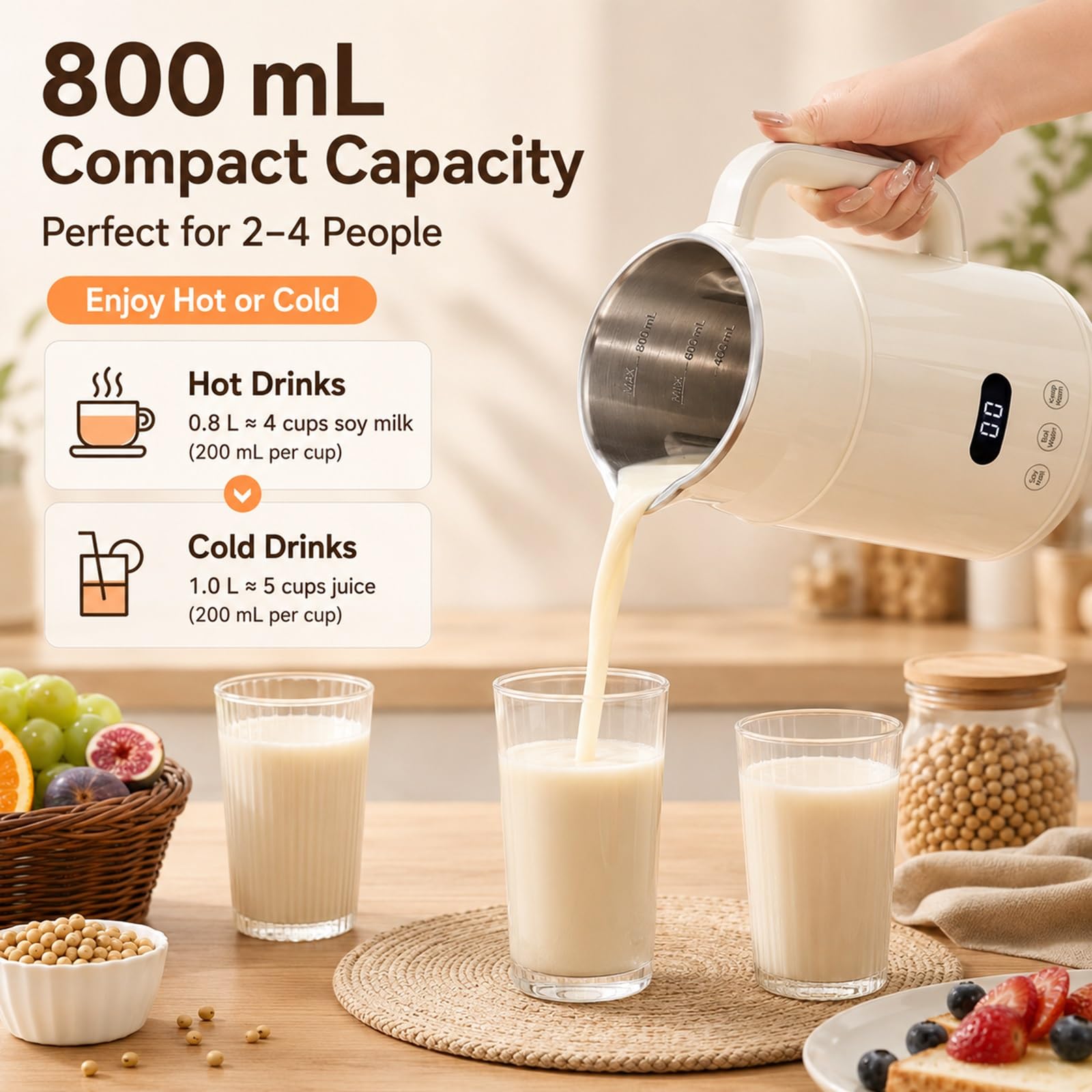 Macchina per Latte Vegetale, 27oz Creatore Automatico Latte di Mandorla
