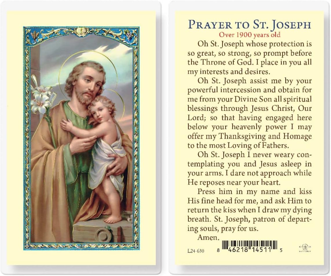 Prayer to St. Joseph Over 1900 Years Old Laminated Holy Cards, 25-Count Value Pack