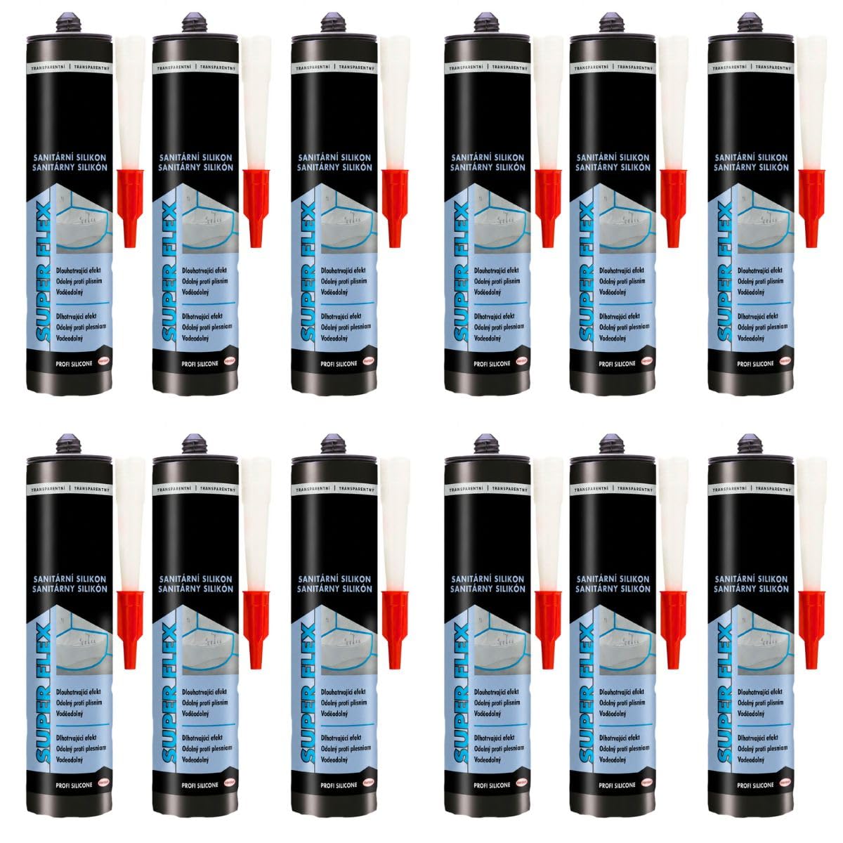 12x Sanitärsilikon Transparent 280 ml - Wasserfest & Schimmelresistent