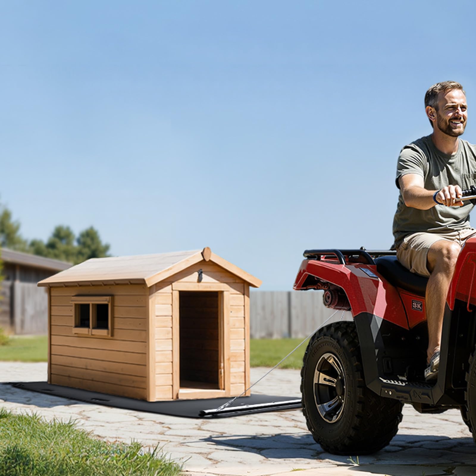 VEVOR Traîneau à Cerfs, 230x117,5 cm, Traîneau de Chasse Utilitaire PEHD, Charge 680 kg, Traction Manuelle, Remorquage Compatible VTT UTV Tracteur, Tapis Transporteur pour Jardin, Pêche Glace, Bois