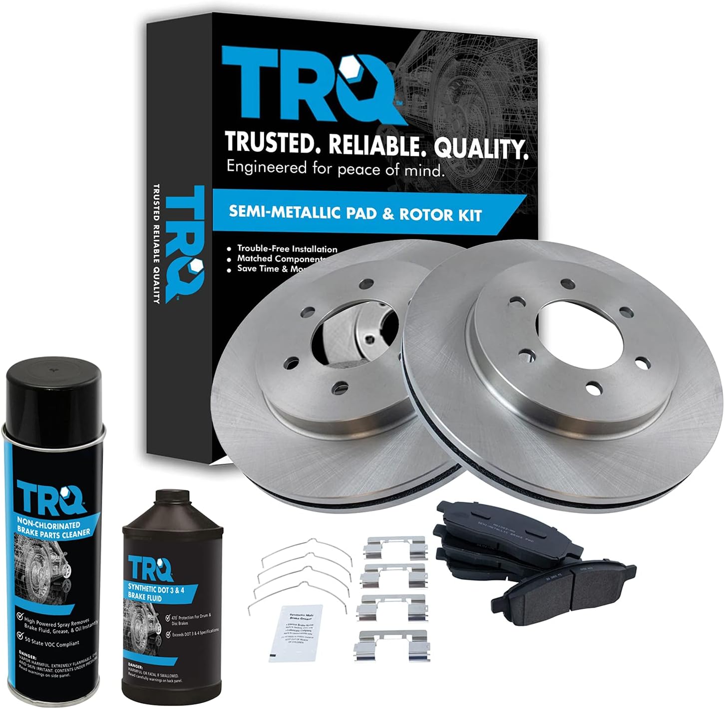 TRQ Front Brake Pad & Rotor Kit Brake Chemical Kit Brake Pads Brake Rotor Semi-Metallic Compatible with 2004-2008 Ford F-150 2006-2008 Lincoln Mark LT