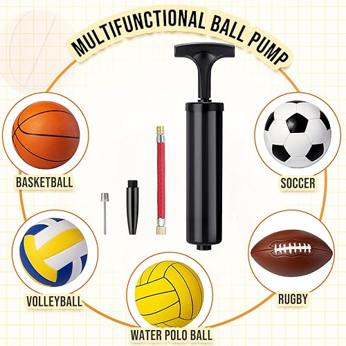 Miniatura 6 de Jerify Kit de bomba de bola de 8 pulgadas, bomba de aire portátil de pelota deportiva para fútbol con manguera de extensión de aguja, inflador para