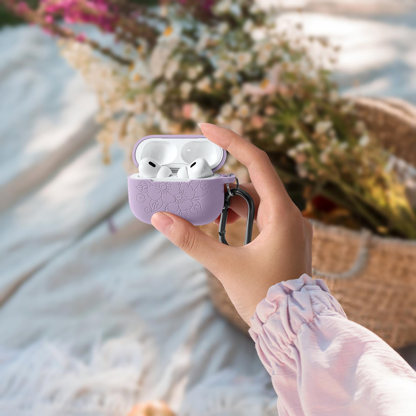 Amazon | IMIVIO フラワー刻印ケース Airpods Pro第2世代ケース対応