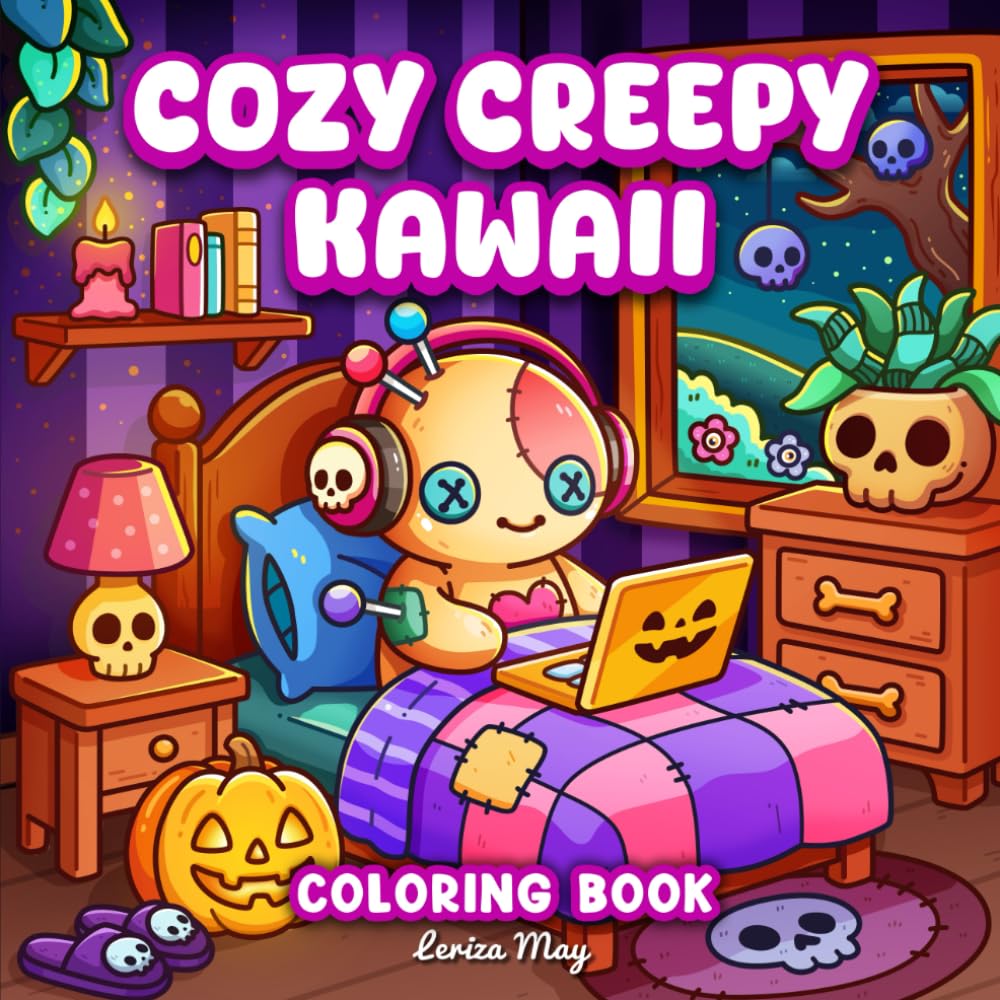 Cozy Creepy Kawaii Coloring Book: Cute and Spooky Pastel Goth Simple Coloring Pages for Adults and Teens