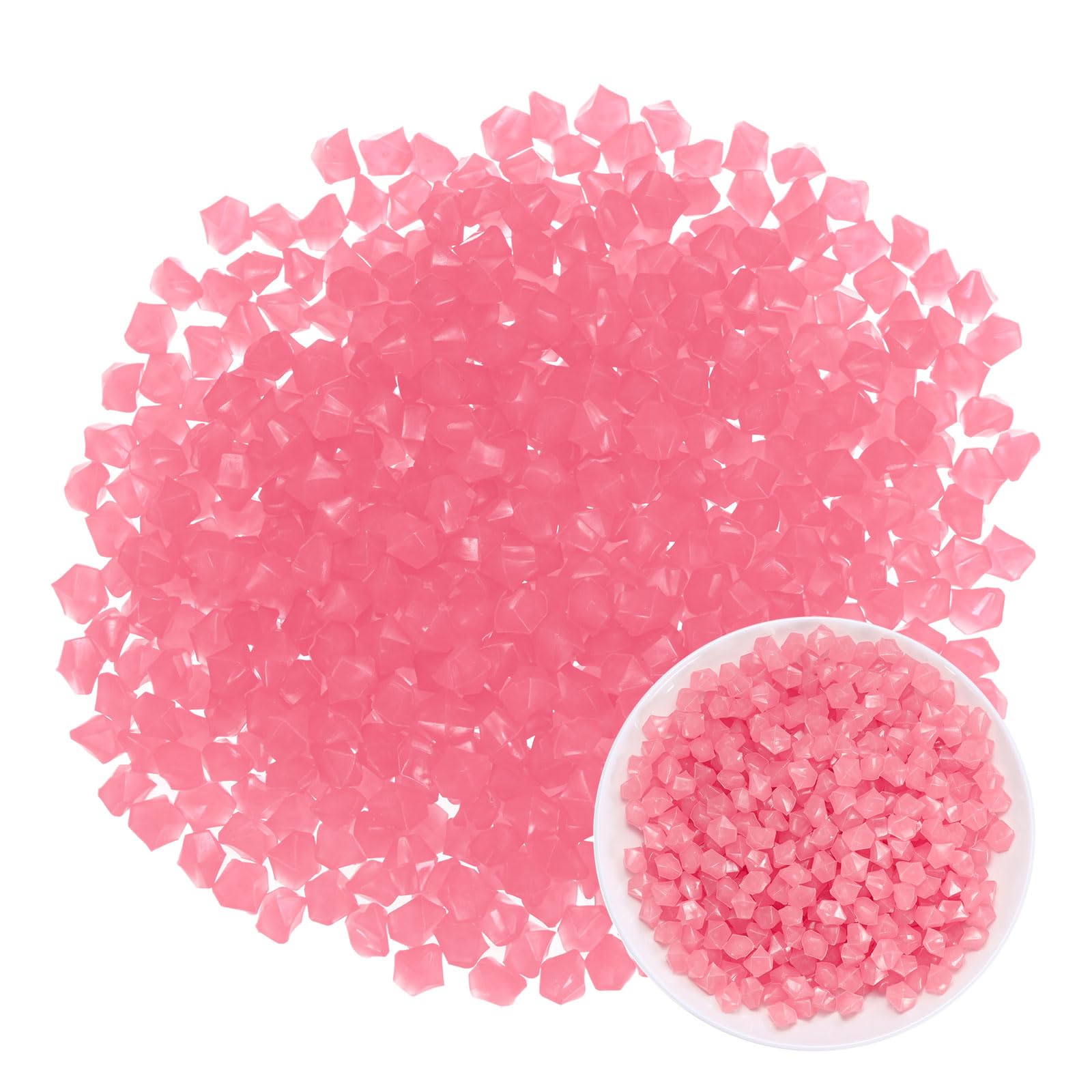 M METERXITY 850-Pack Glow in the Dark Rocks 0.51" Resin Garden Pink
