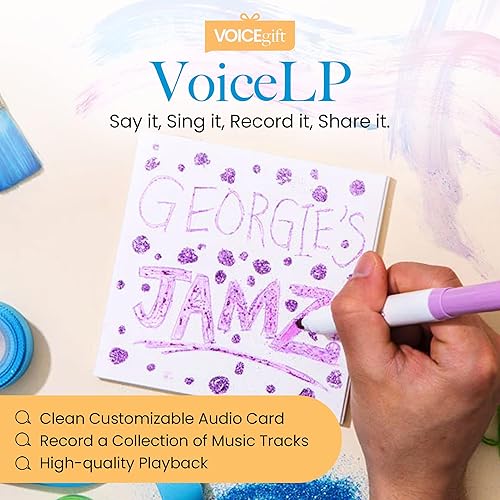 Miniatura 2 de VoiceGift VoiceLP - Reproductor de audio y música digital MP3 y WAV, color blanco  Tarjeta de felicitación de reproducción de audio para mixtapes,