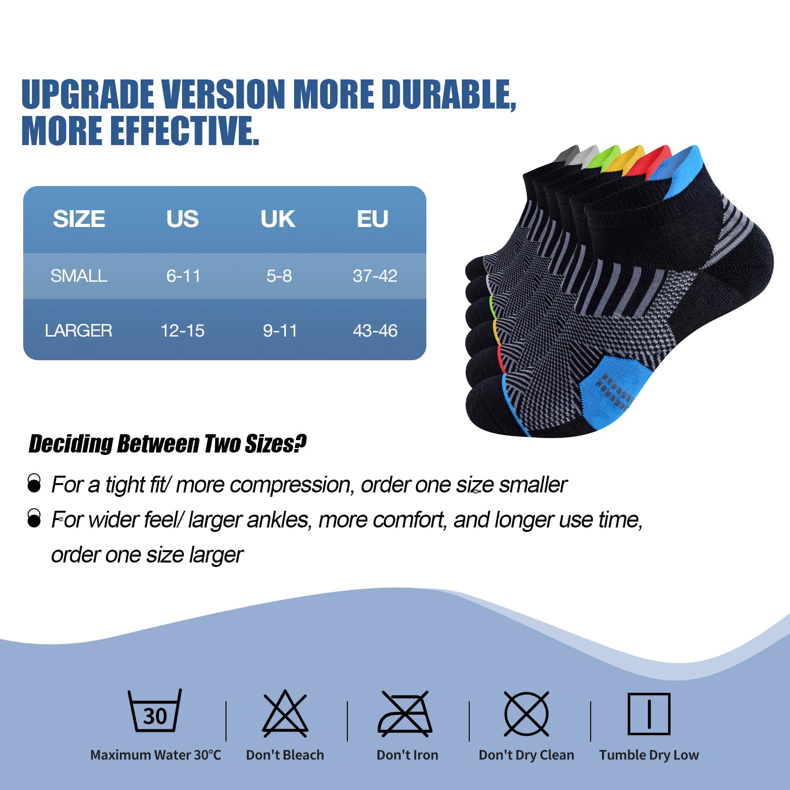 Niofind Calcetines Tobilleros Hombre Mujer, Cortos Transpirables para Deporte, Running, Ciclismo, Algodón 6 Pares 43-46 37-42