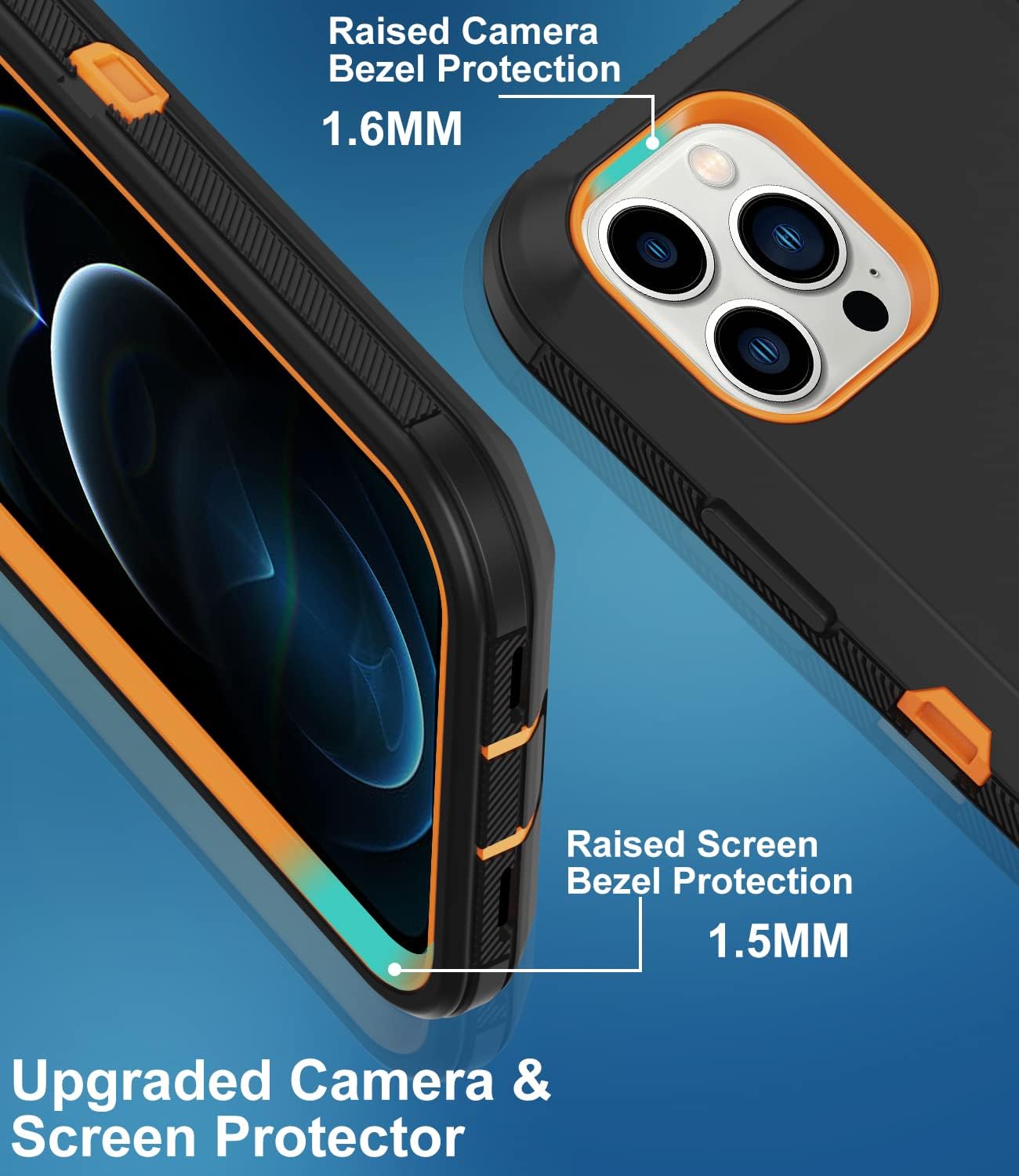 for iPhone 12 Pro Max Case, with Built in Screen Protector Heavy Duty Drop Protection,Full Body Rugged Shockproof Dust Proof Protective Phone Cover for Apple iPhone 12 Pro Max Orange - Image 4