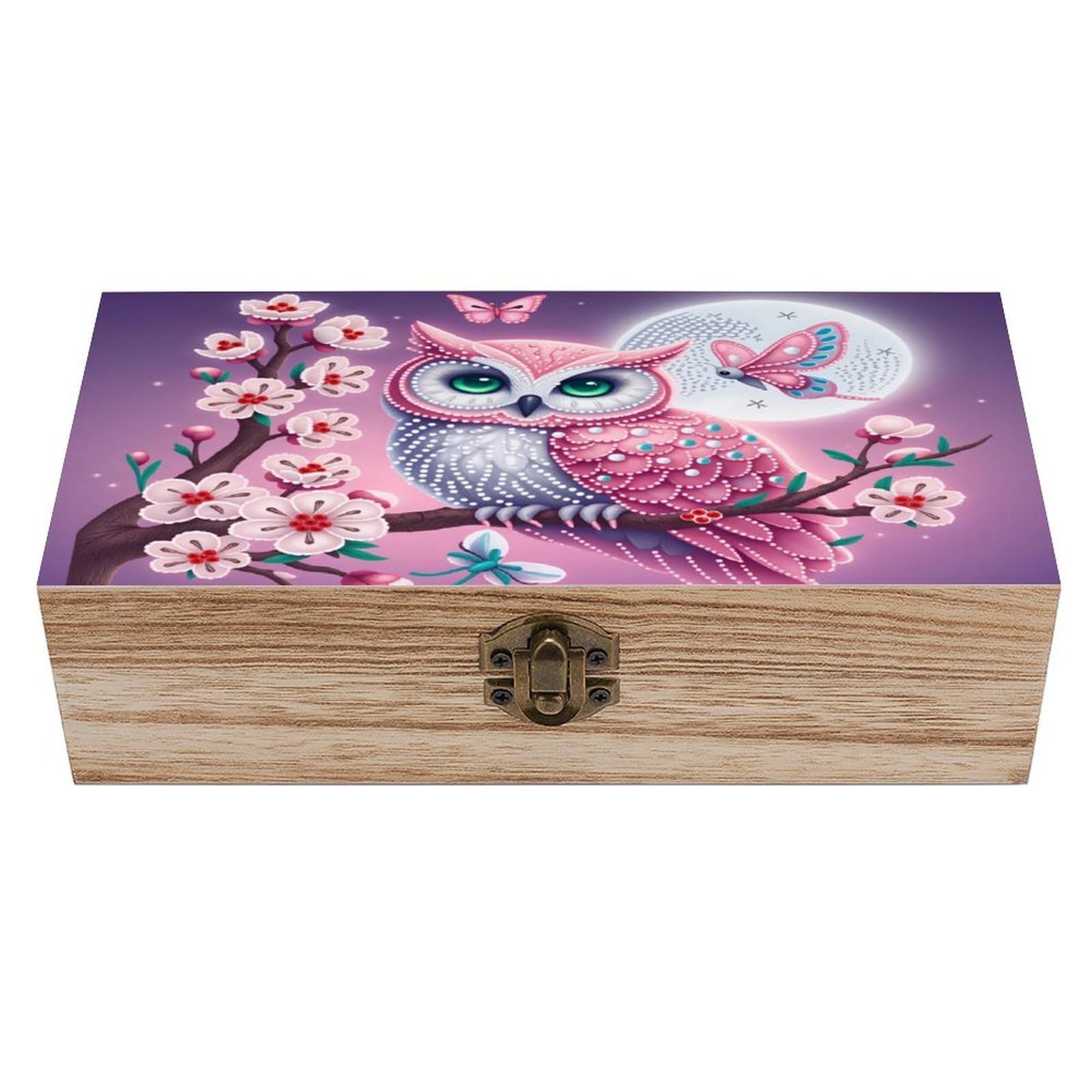 asbwuo Butterfly And Owl Vintage Wooden Keepsake Box