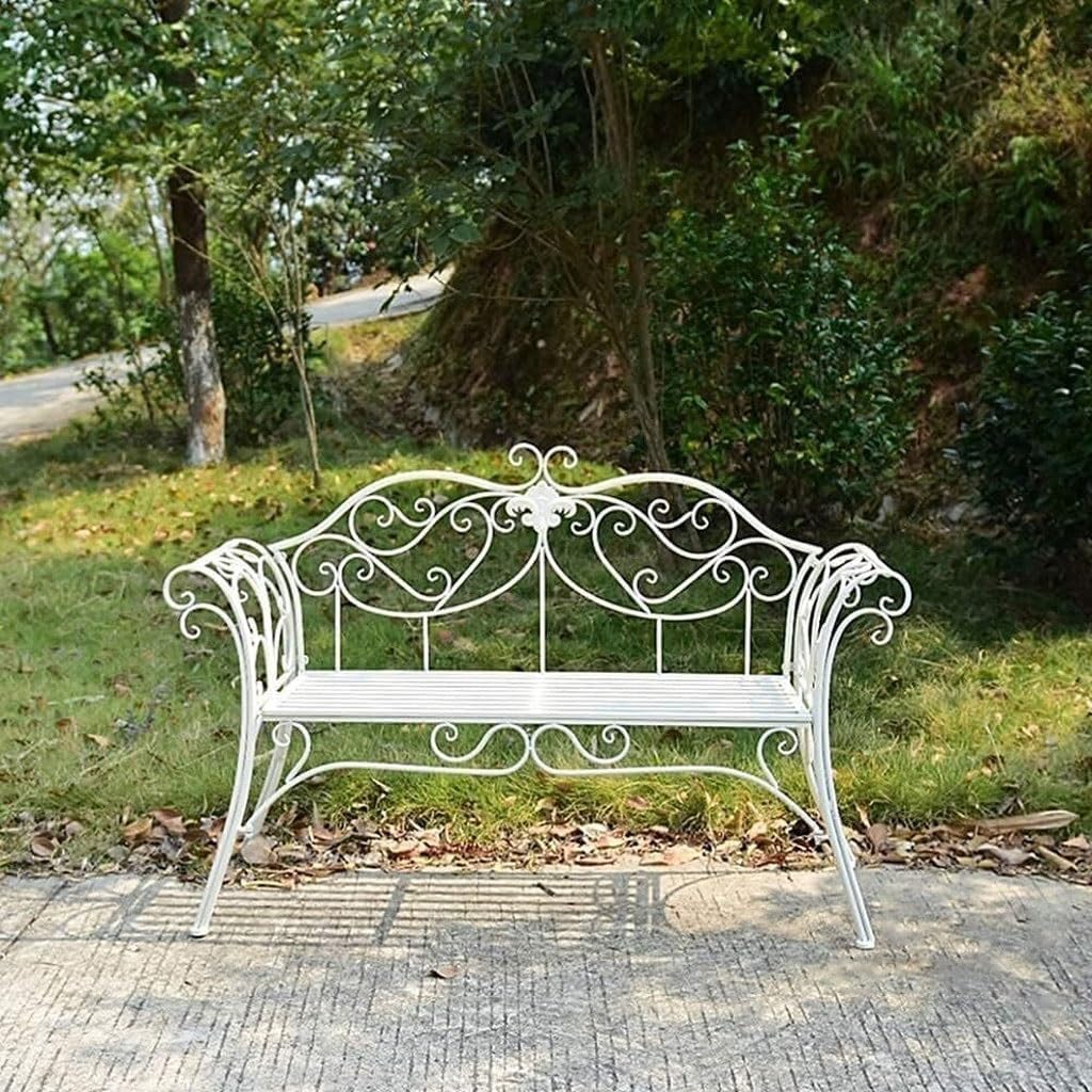 Garden Bench Outdoor Patio Bench Park Terrace Bench for Backyard and Front Porch(White)