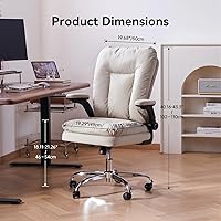 Vista 3 de LEAGOO Silla de oficina ejecutiva ergonómica, sillas de escritorio cómodas con respaldo medio con brazos abatibles acolchados 3D, silla enrollable