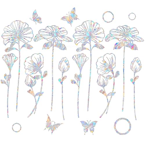 10 Flower Window Decals - Anti-Collision Stickers to Save Birds,