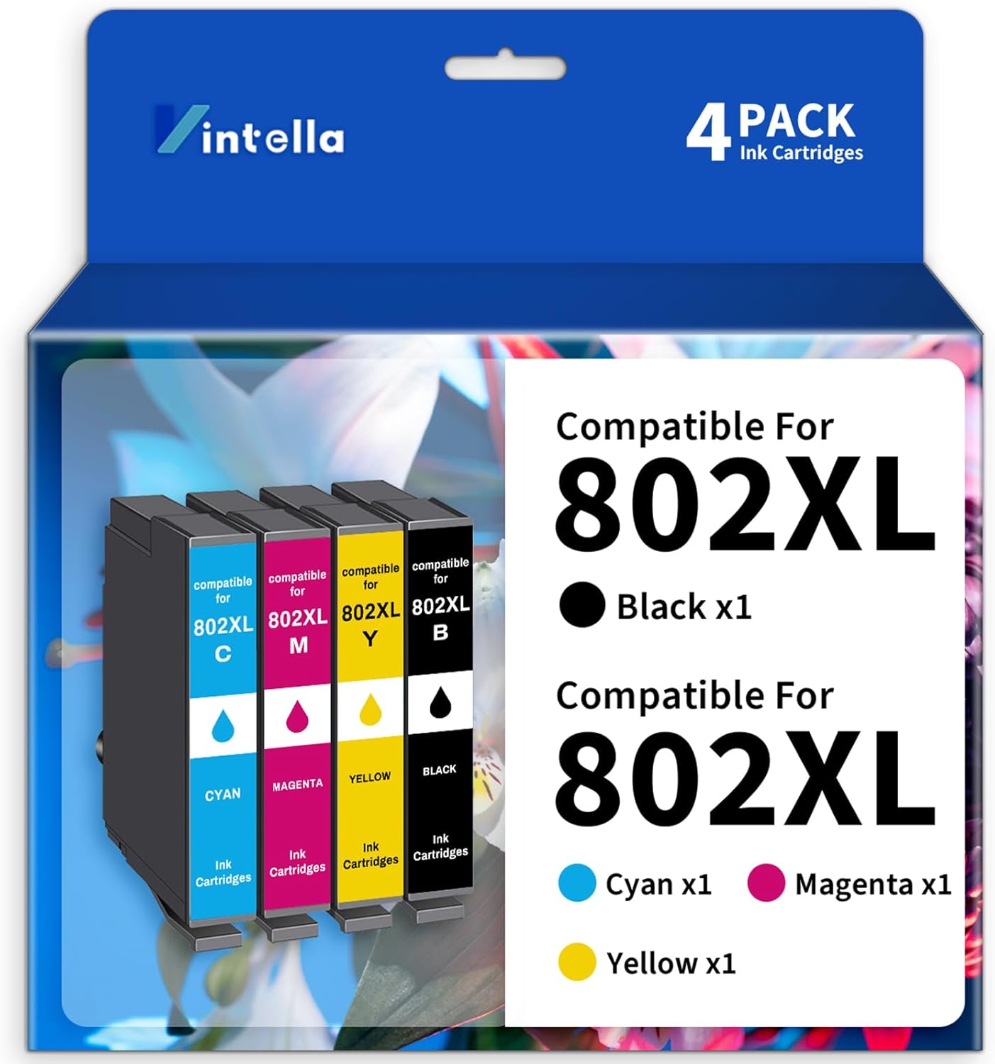 Remanufactured Ink Cartridges Replacement for Epson 802XL 802 T802XL T802 Ink Cartridges Combo Pack for Workforce Pro WF-4720 WF-4730 WF-4734 WF-4740 EC-4020 EC-4030 Printer (4 Pack)