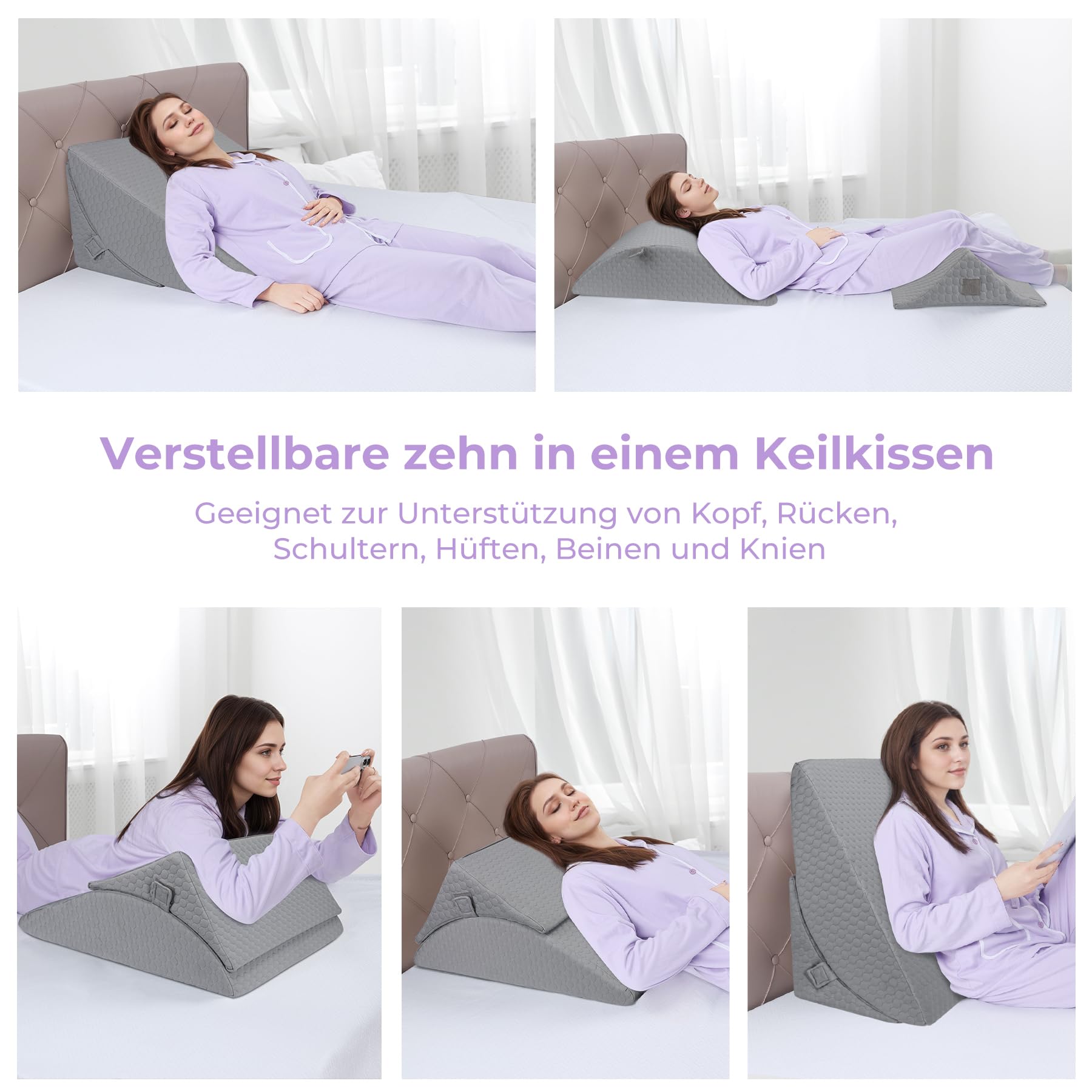 Babenest Base de esponja triangular para cama (capa de aire gris)