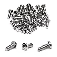 Vista 200 de MroMax 30 tornillos de máquina Phillips de cabeza plana M2 x 0.197 in, acero inoxidable 304 18-8, rosca completa, tornillos de cabeza cruzada gris