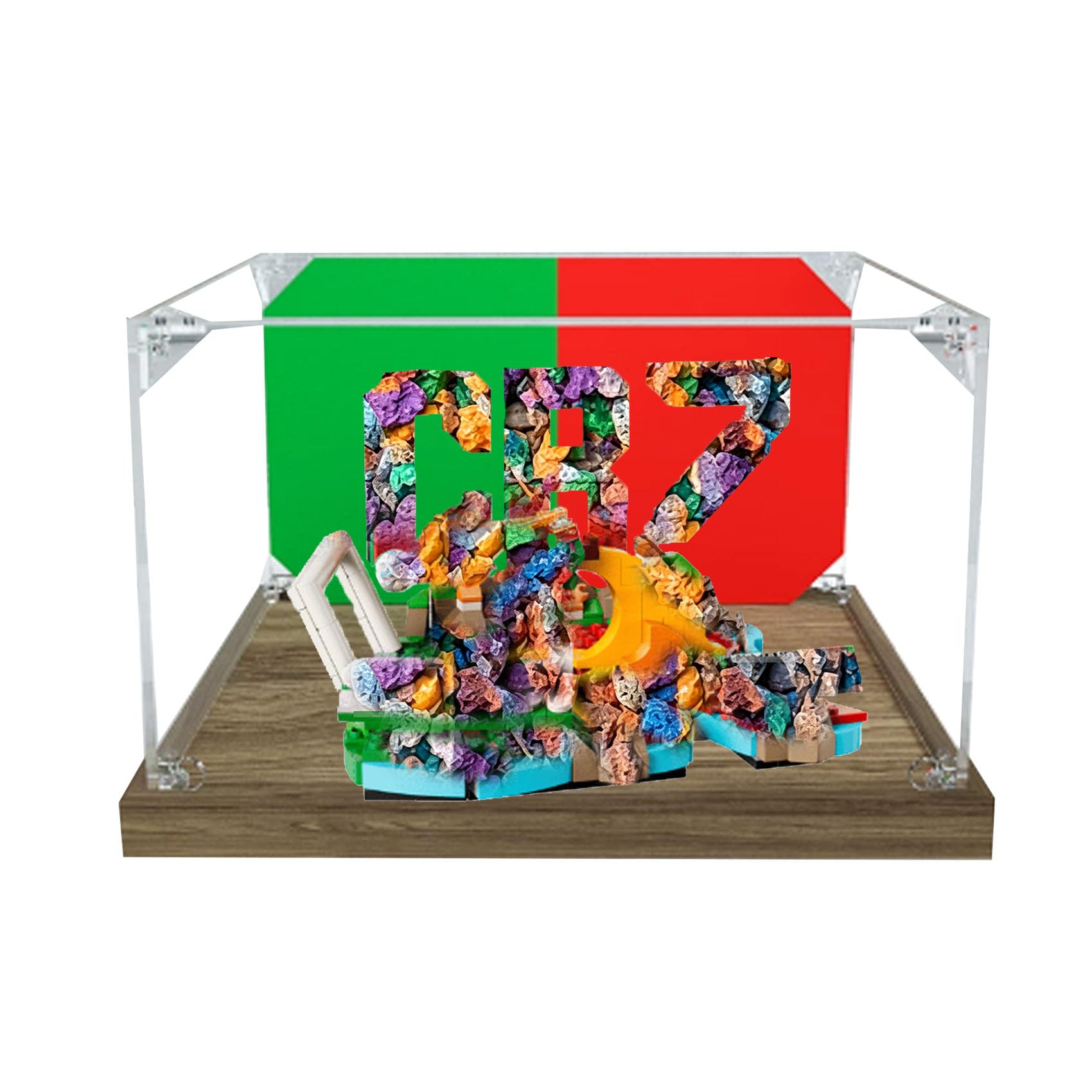 Acrylic Display Case for Le-go 43012 The Moment of the Goal Model, Dustproof Display Box (display box only) (StyleB Background 3mm)